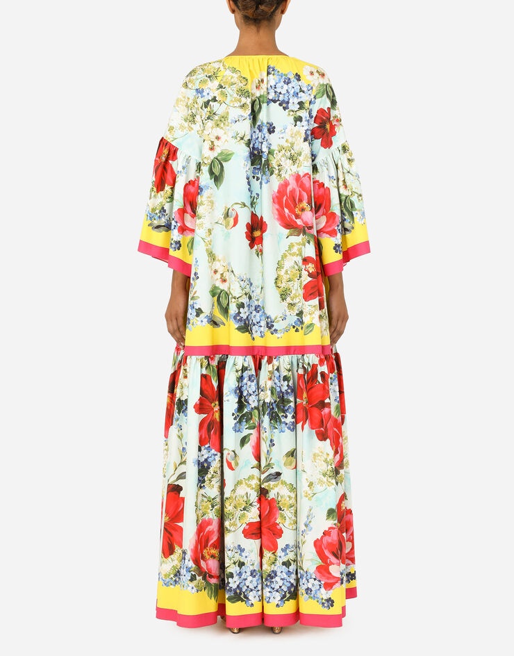 Garden-print poplin caftan - 3