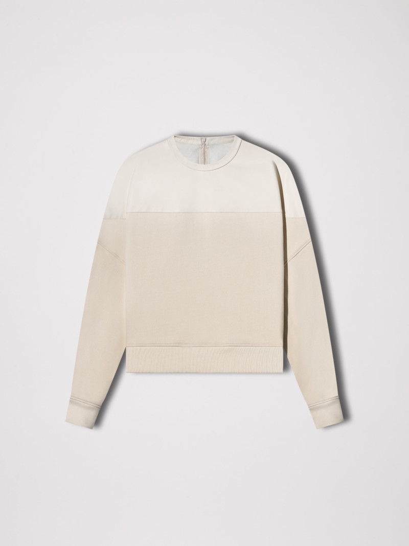 LEATHER HYBRID CREWNECK - 1