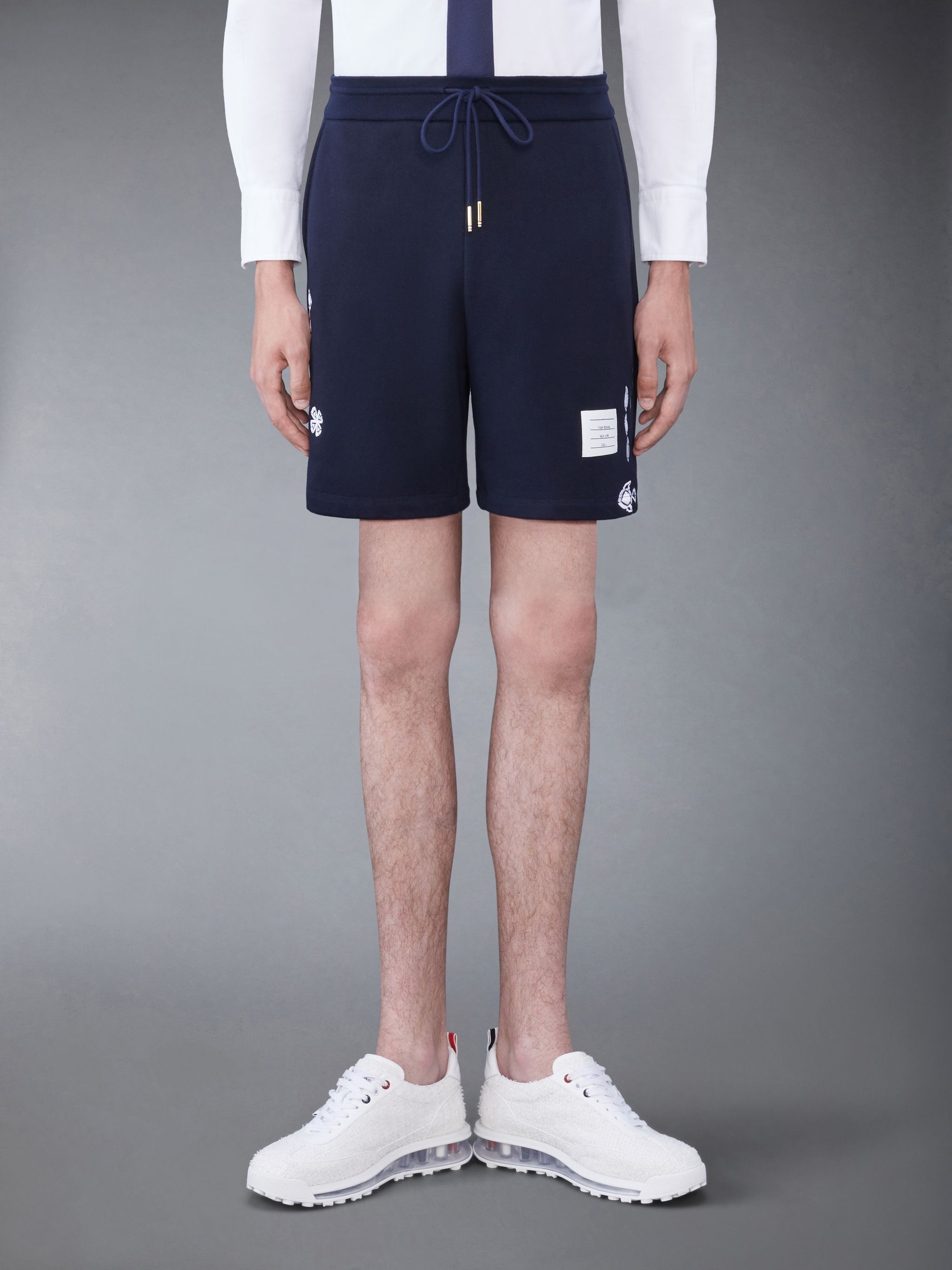 embroidered cotton track shorts - 1