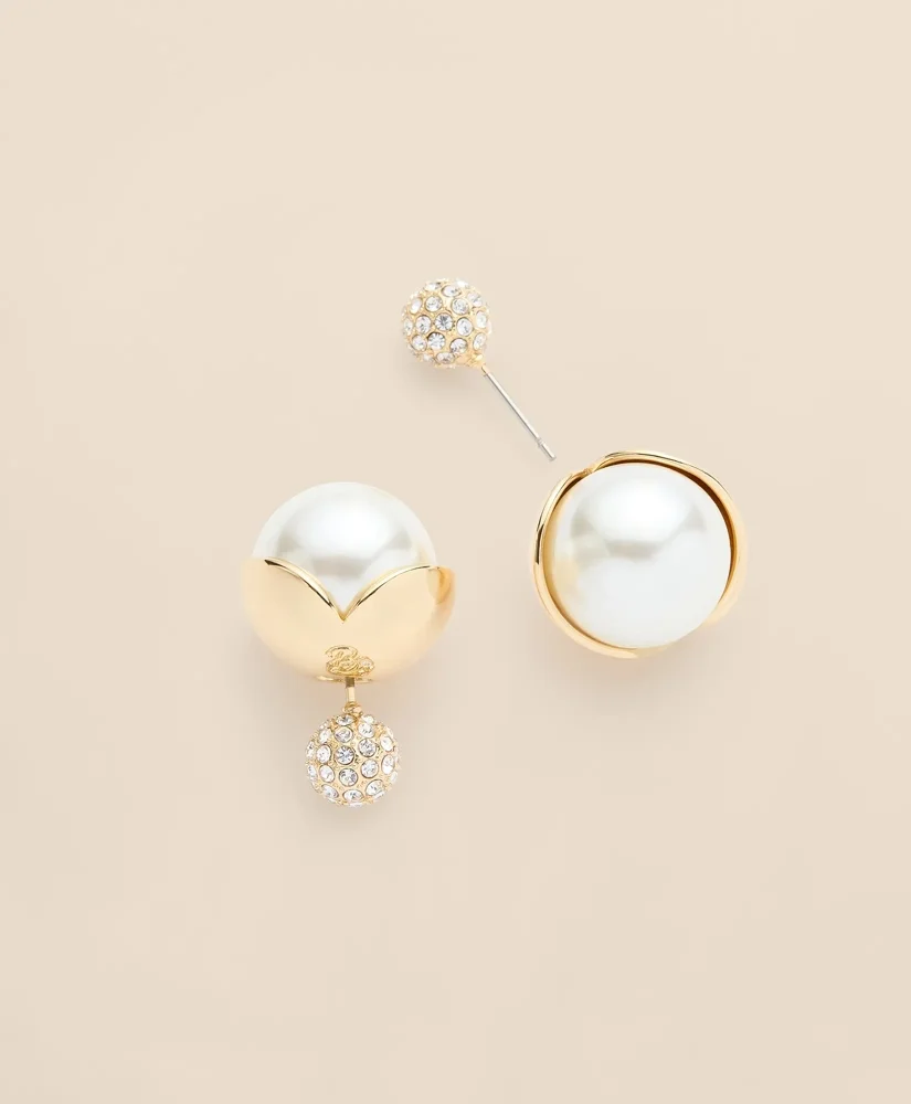 Faux-Pearl Ball Stud Earrings - 1