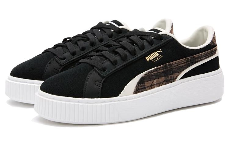 (WMNS) PUMA Suede Plat Form Plaid 'Black' 395228-01 - 3