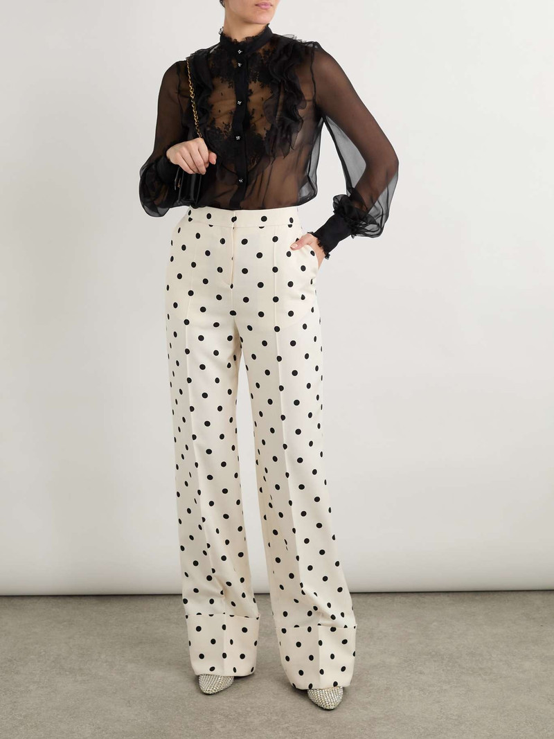 Valentino Polka-dot silk-crepe wide-leg pants White outlook