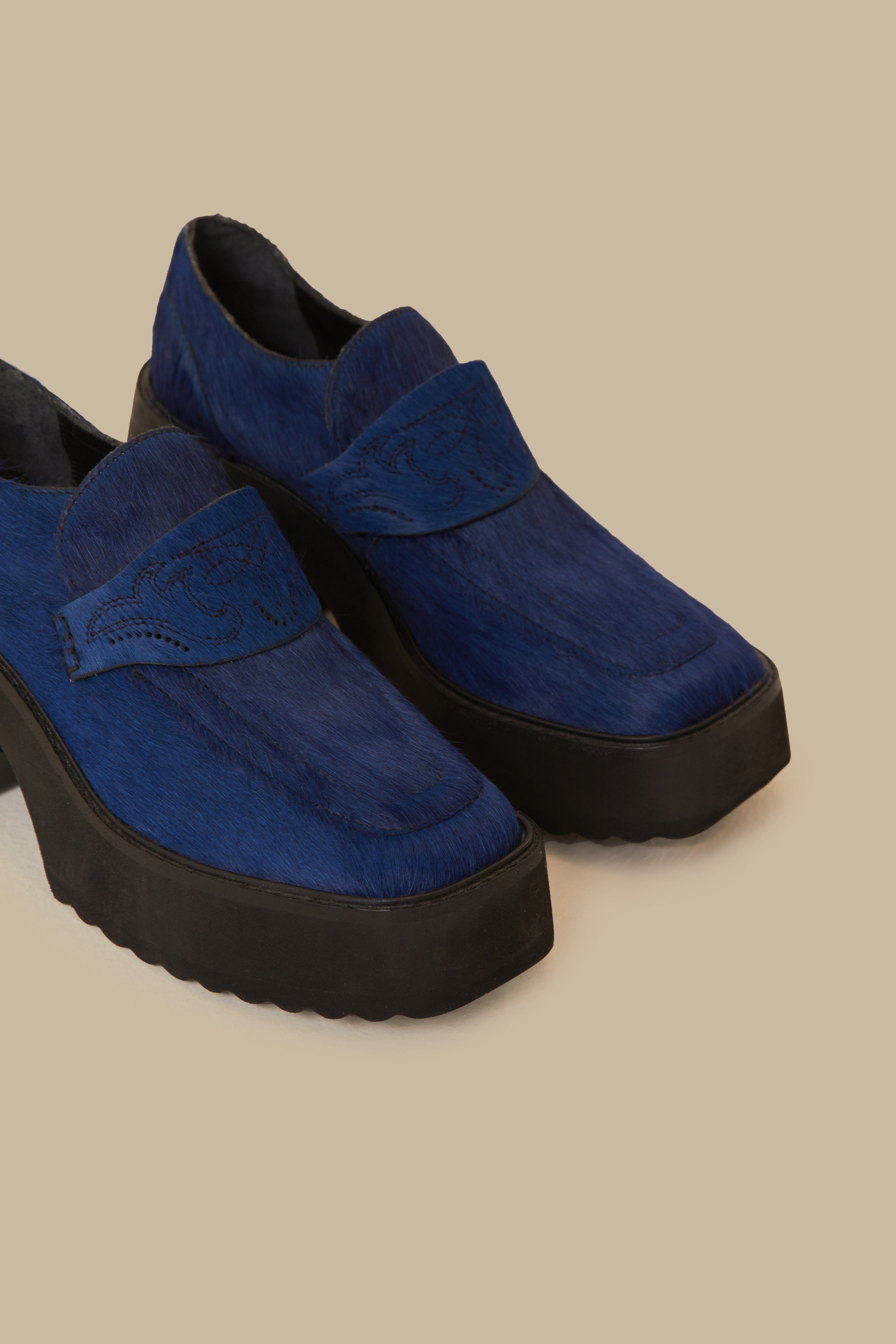 Royal Blue Platform Loafer - 3
