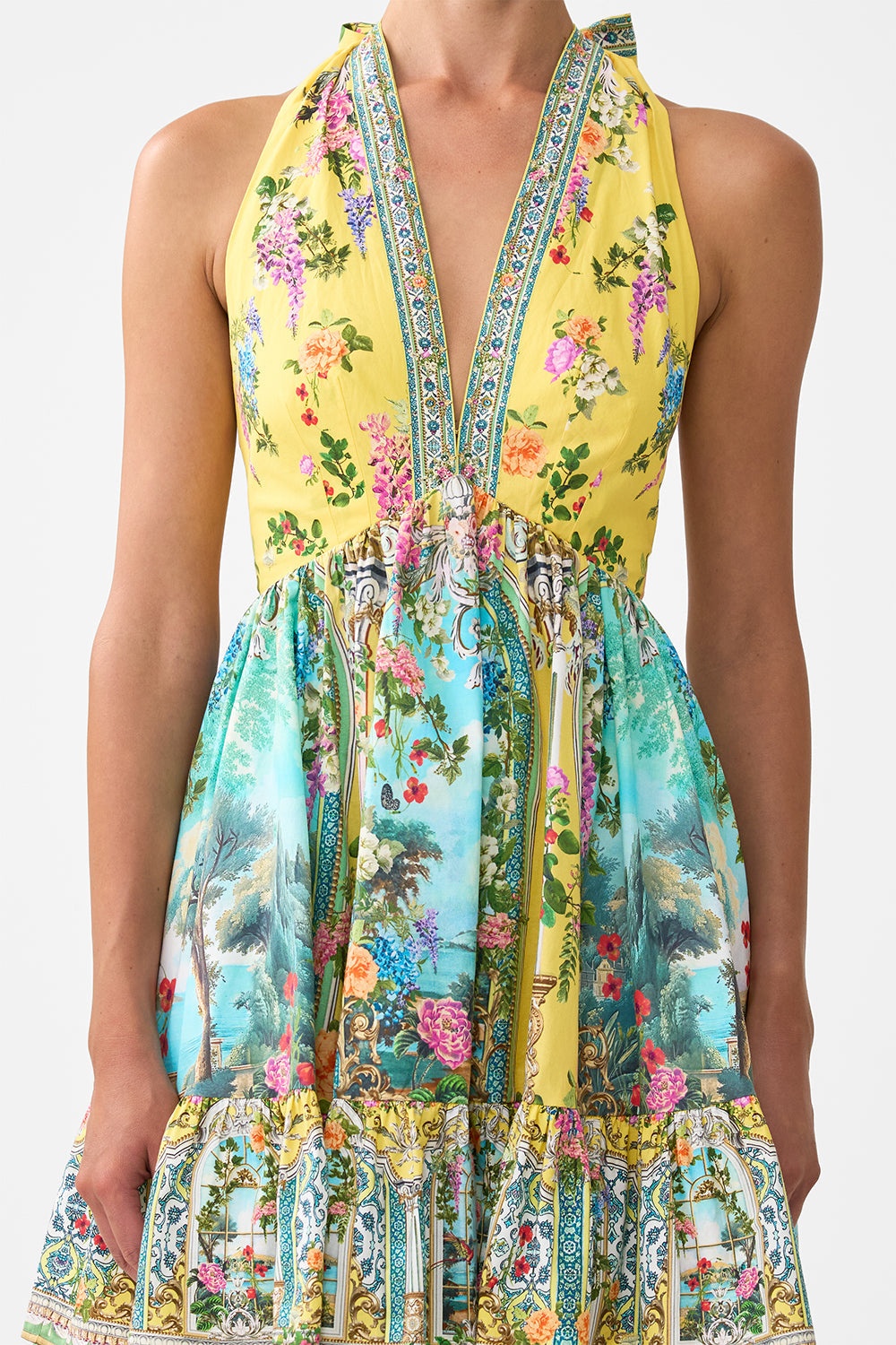 RUFFLE HEM HALTER SHORT DRESS - 6