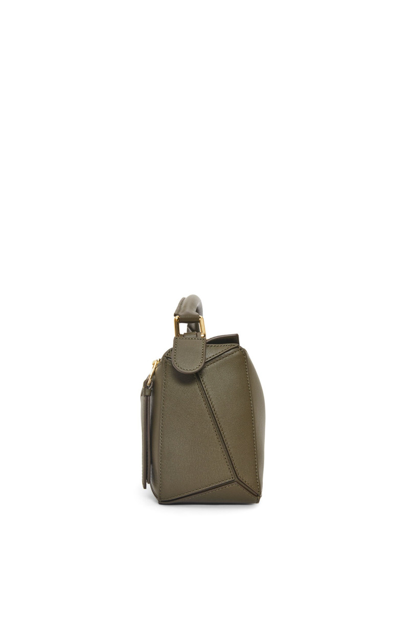 Small Puzzle bag in classic calfskin & Anagram strap in jacquard and calfskin 4