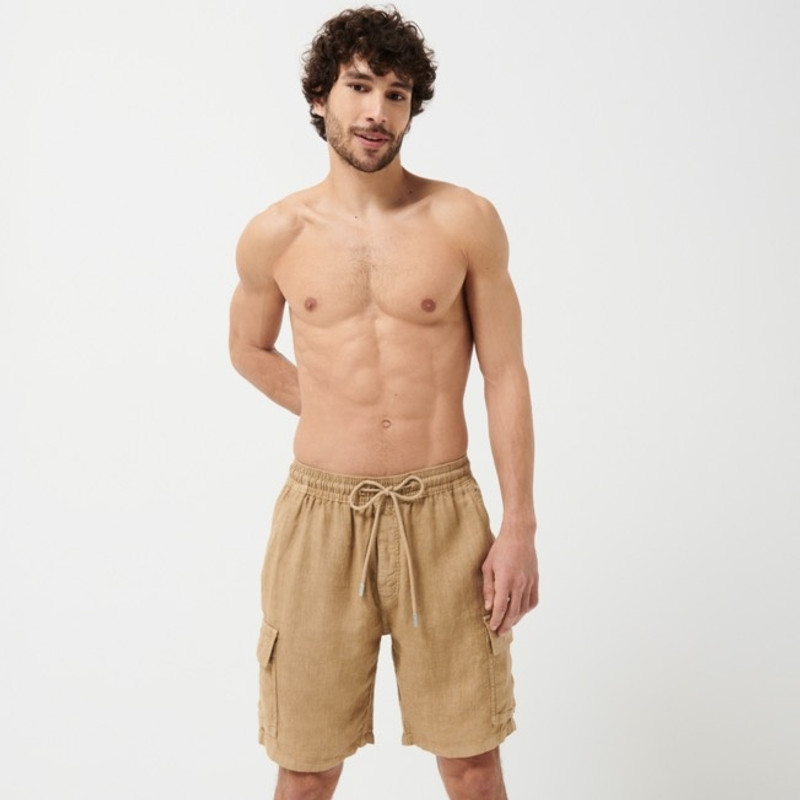 Men Linen Bermuda Shorts Natural Dye 3