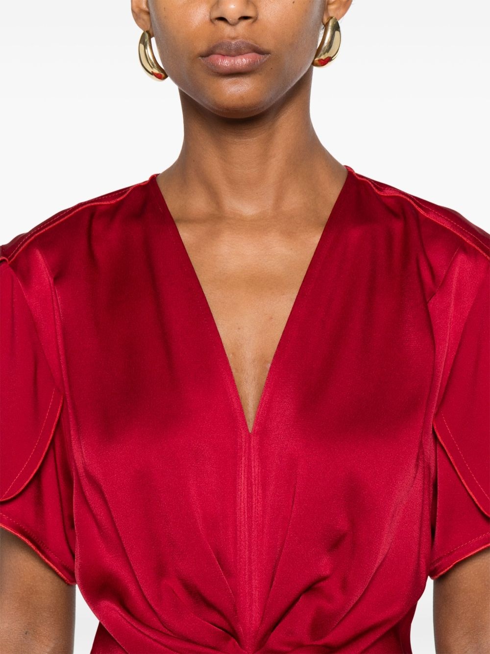 gathered-detail midi dress - 5