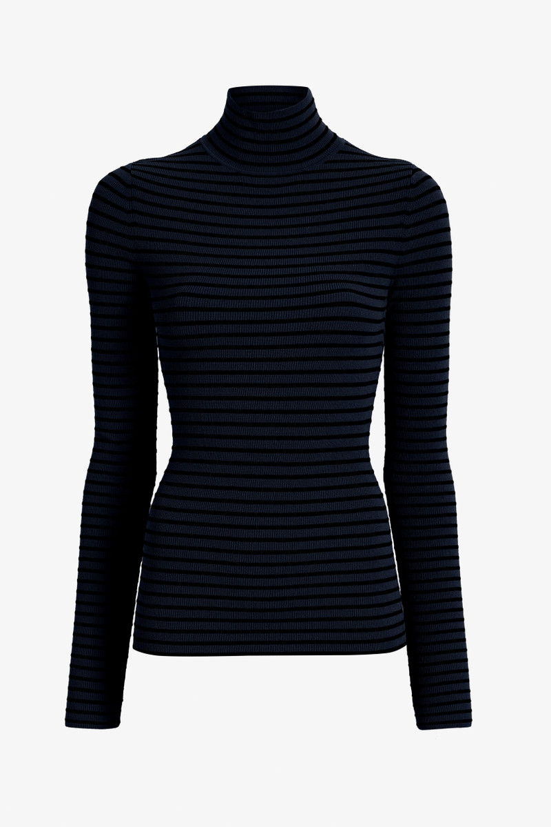 Didi Top in Matte Viscose Velvet Stripe 1