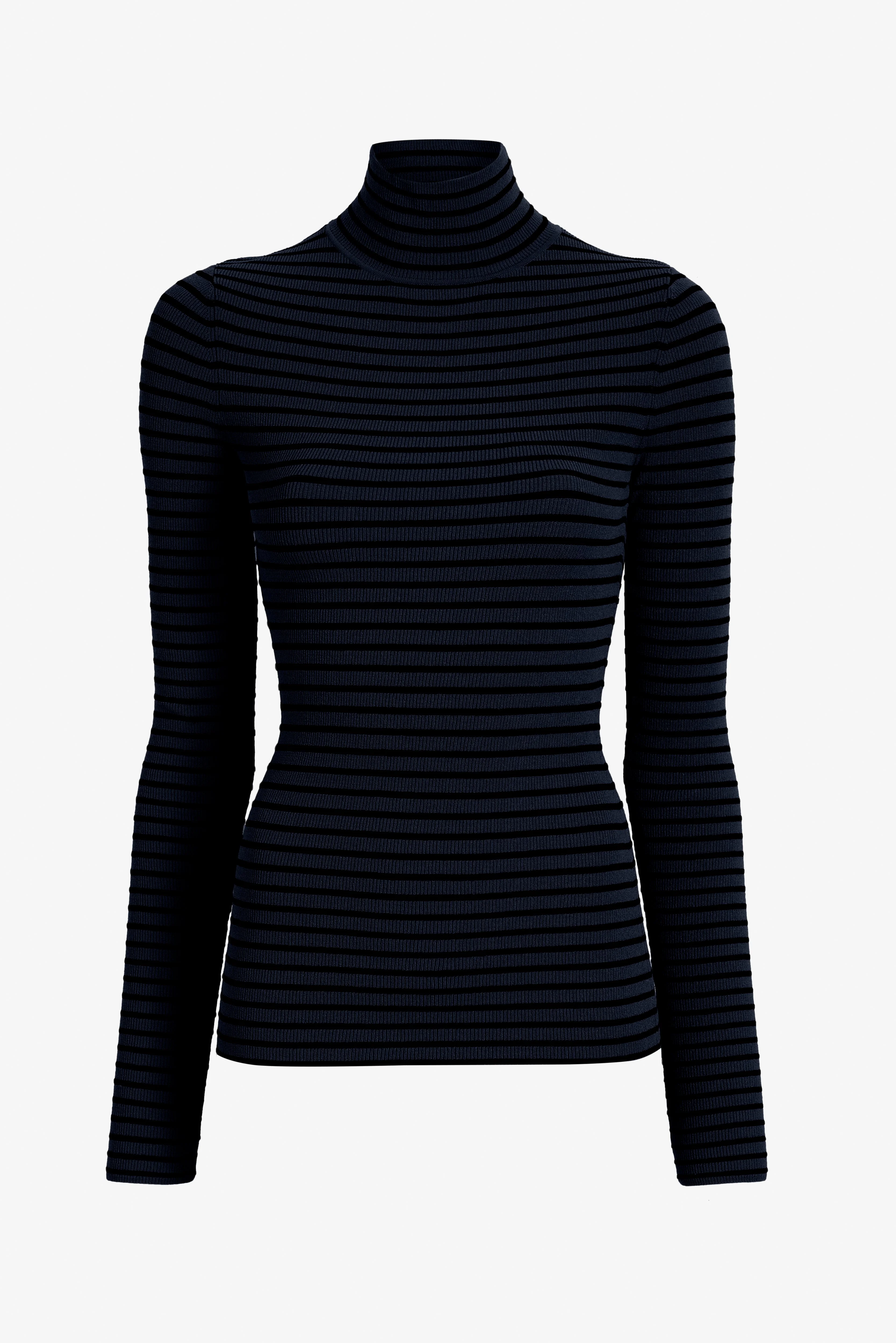 Didi Top in Matte Viscose Velvet Stripe - 1