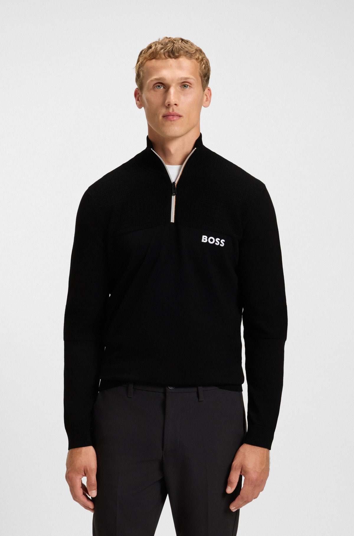 WATER-REPELLENT COTTON SWEATER WITH ZIP NECK - 2