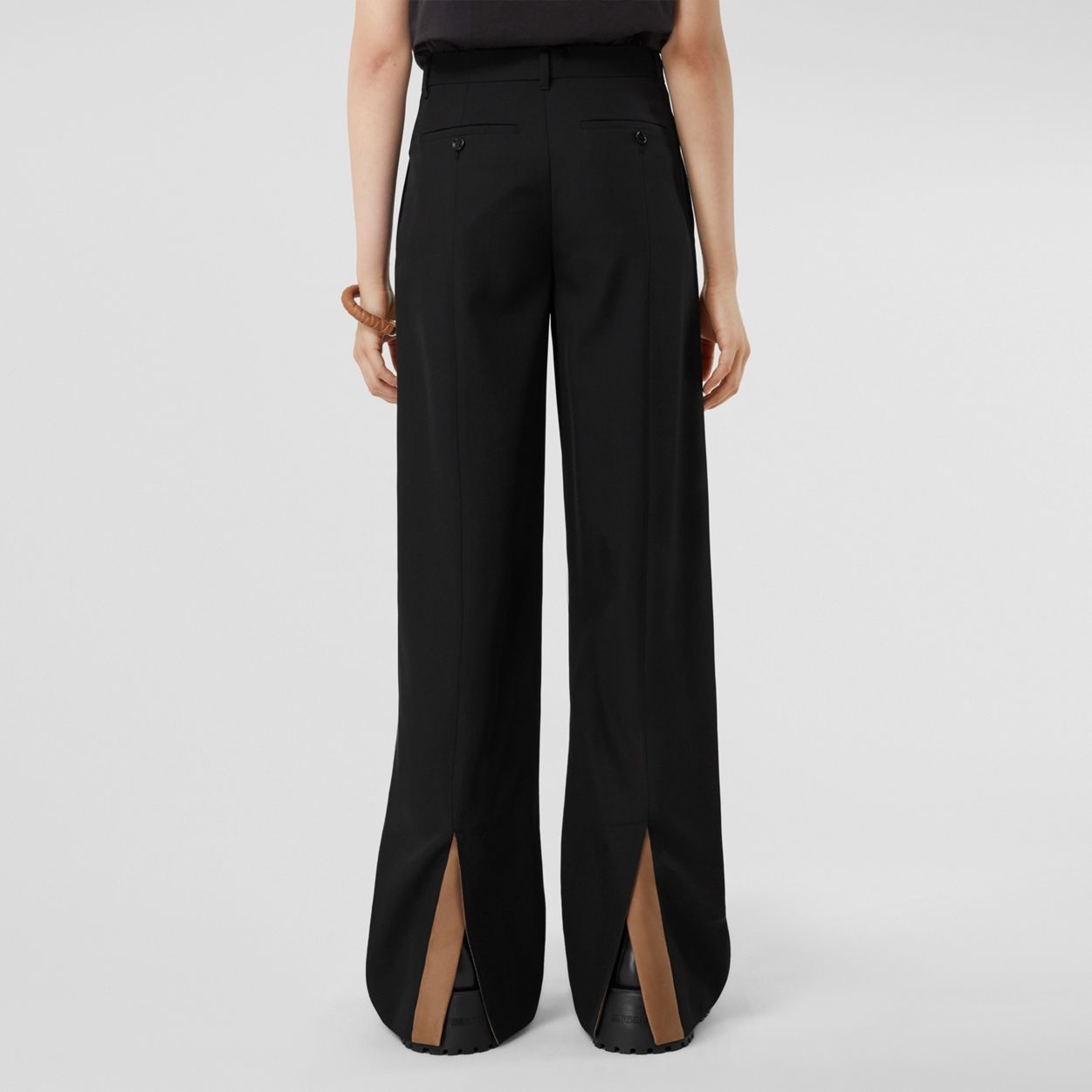 Split Detail Wool Wide-leg Trousers - 4