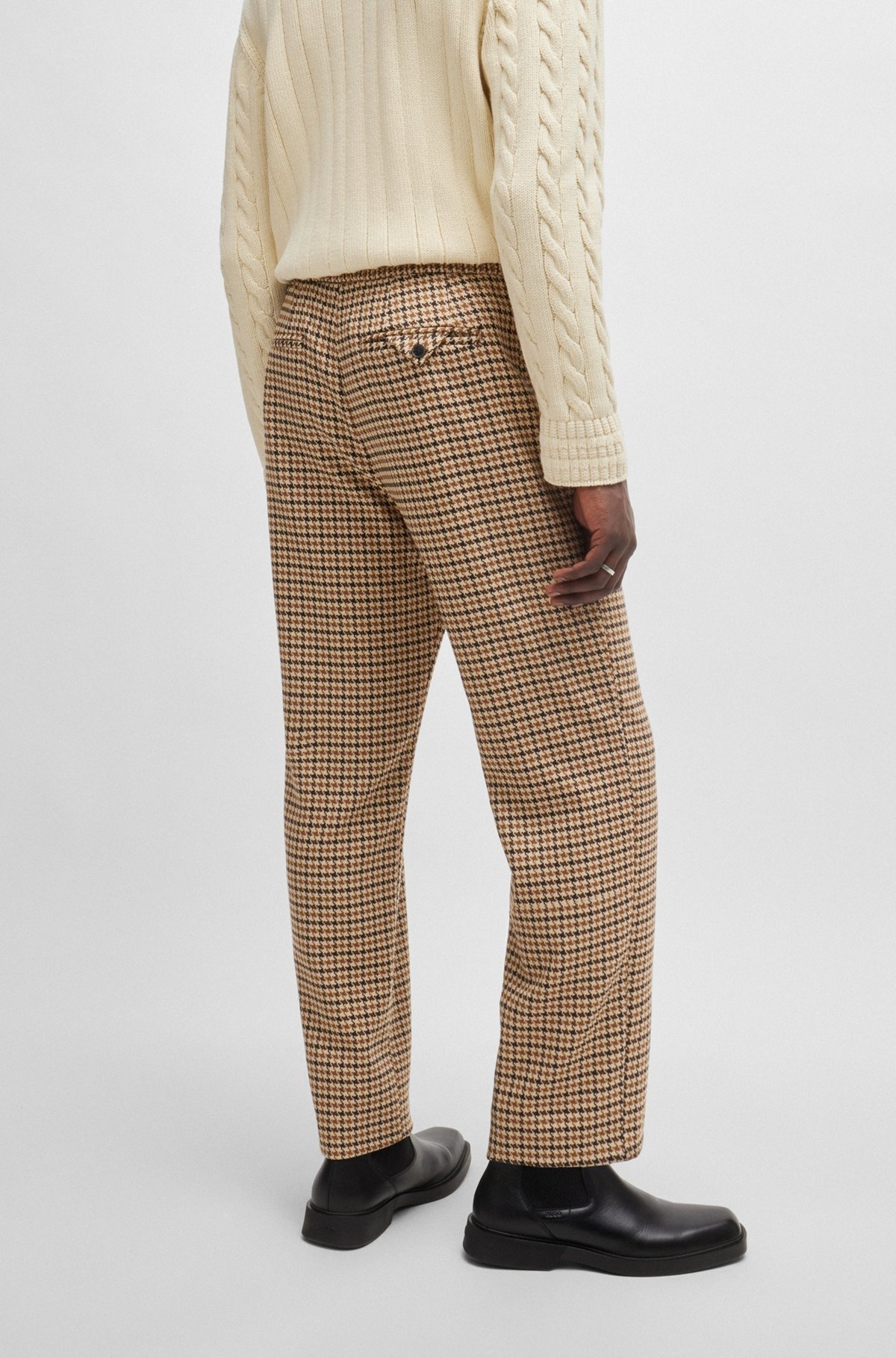 MODERN-FIT TROUSERS IN HOUNDSTOOTH STRETCH MATERIAL - 4
