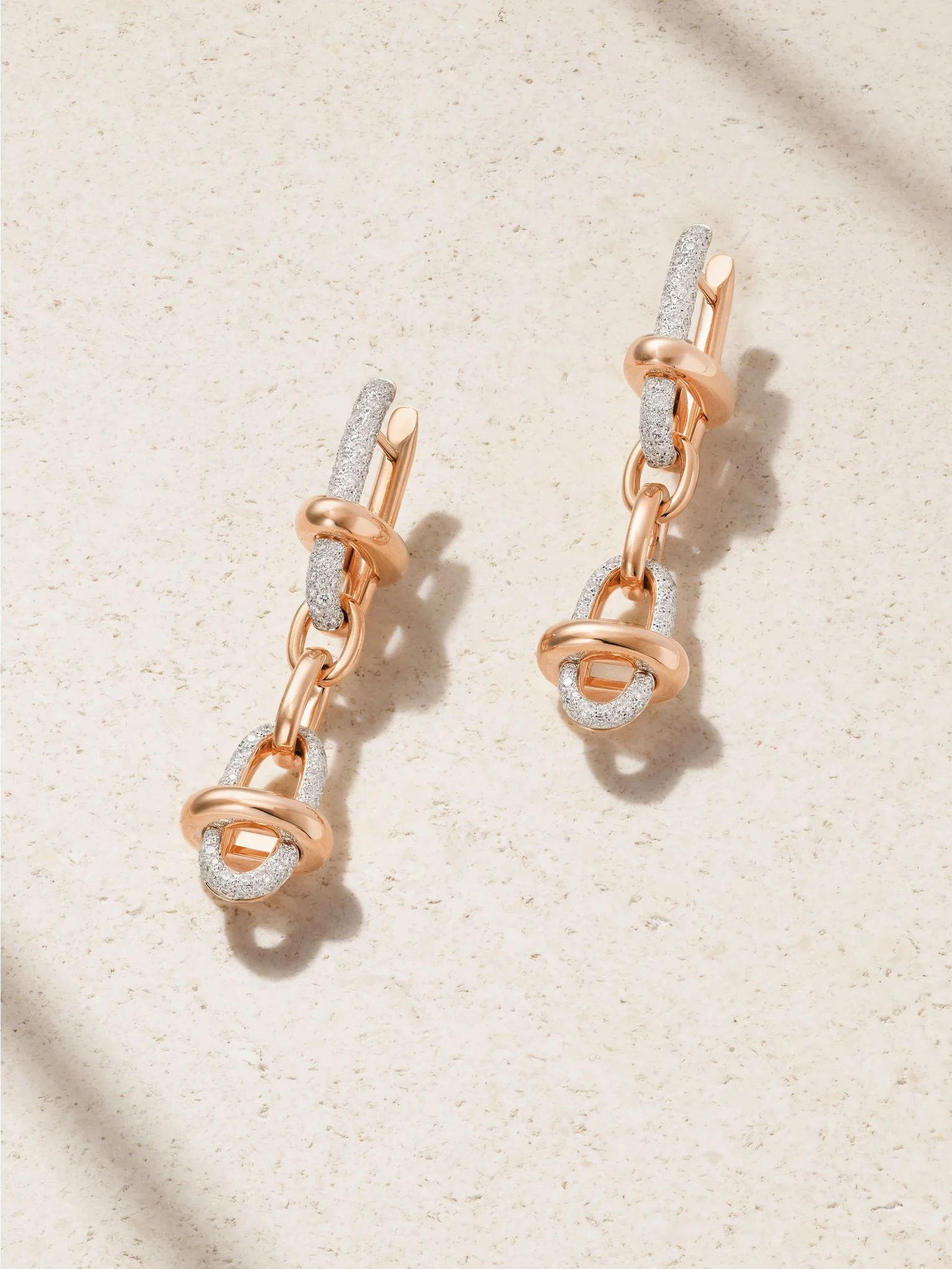 Iconica 18-karat rose and rhodium-plated white gold diamond earrings Gold - 1