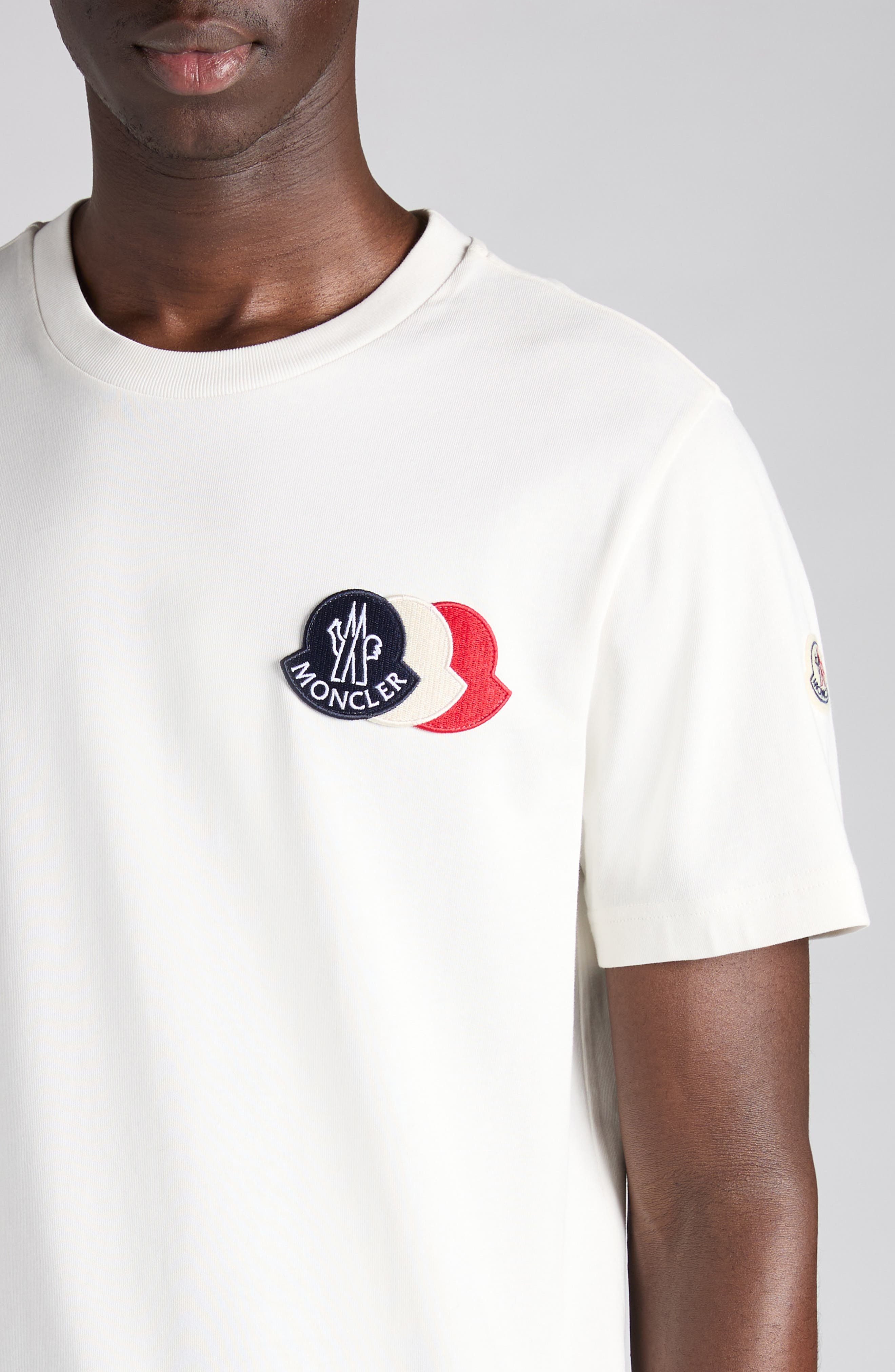 Moncler Logo Patch Cotton T-Shirt in Silk White at Nordstrom - 4
