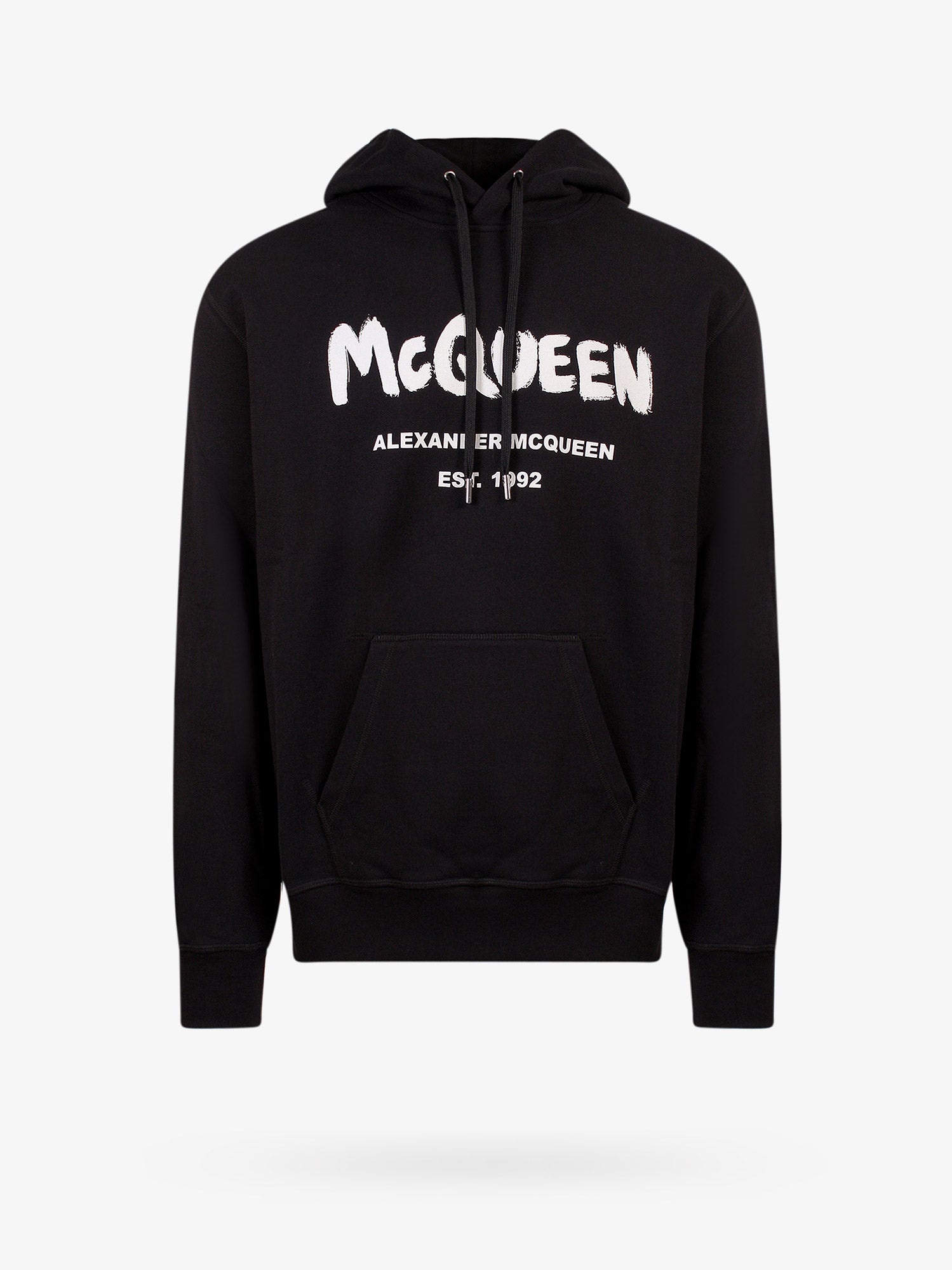 ALEXANDER MCQUEEN BLACK logo-print hooded sweatshirt - 1