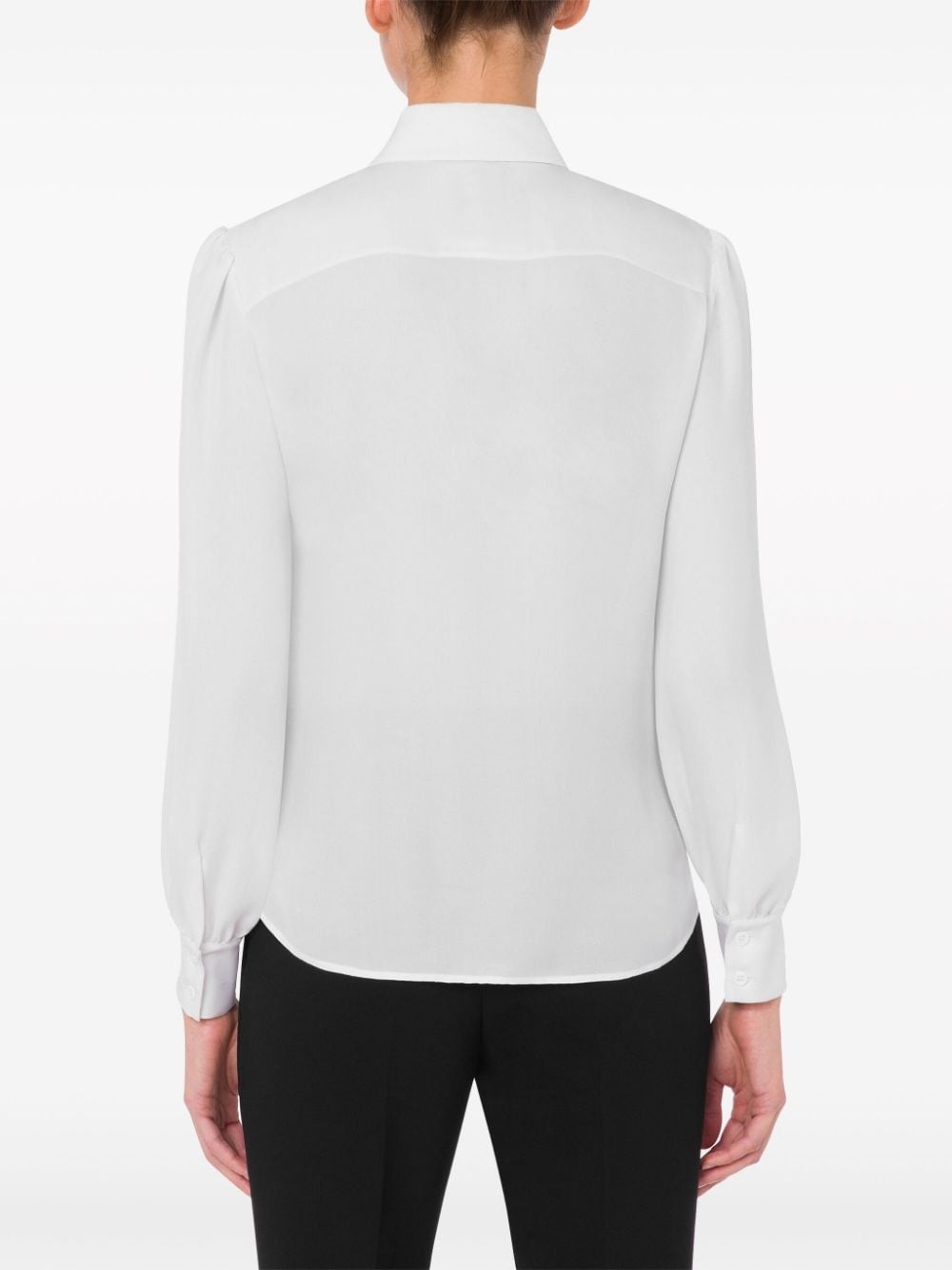 pussy bow-collar silk blouse - 3