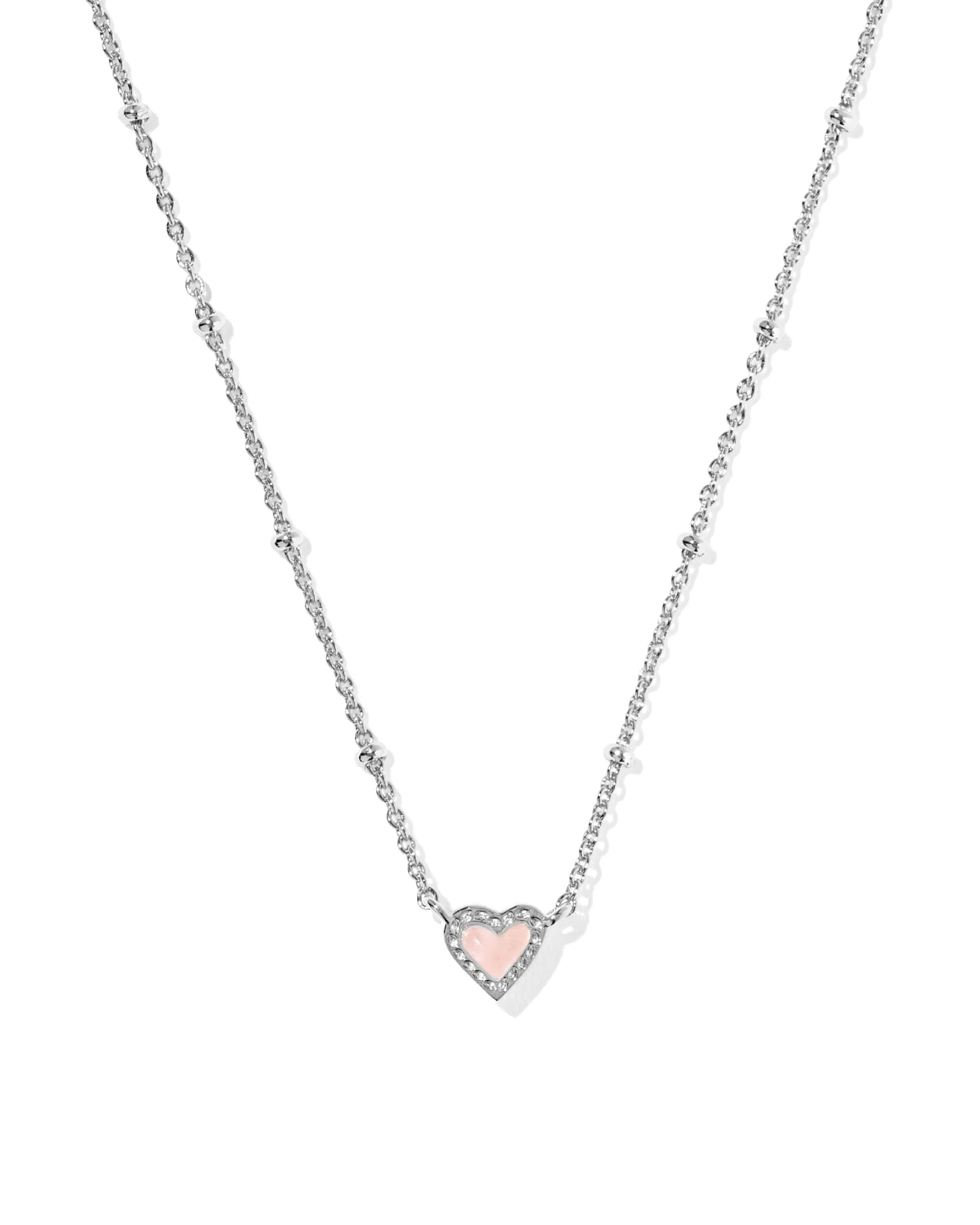 Mini Ari Heart Silver Satellite Short Pendant Necklace - 1