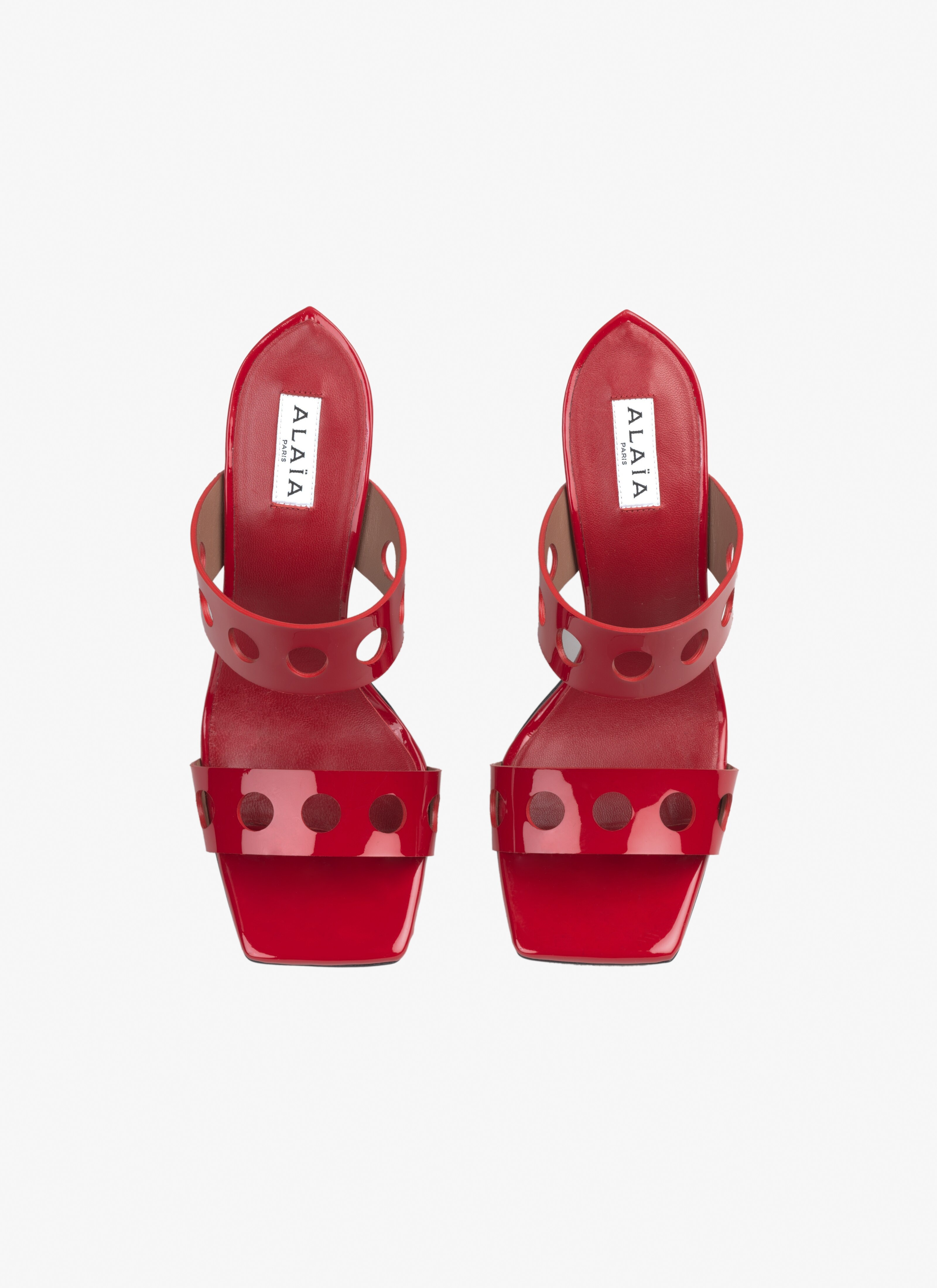PERFORATED SANDALS IN PATENT CALFSKIN - 2