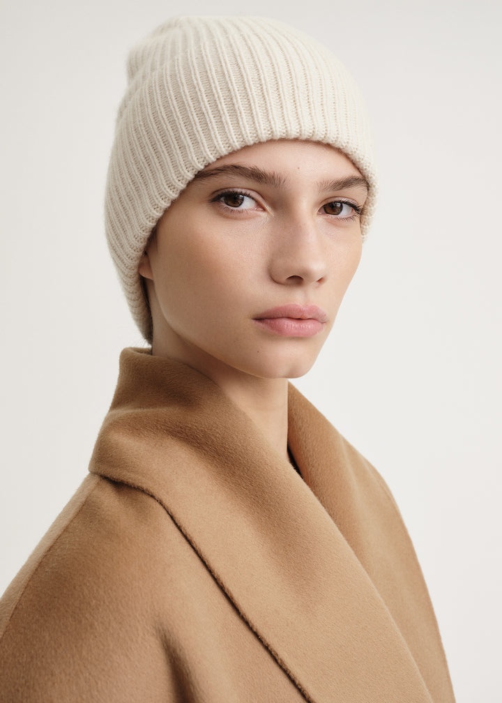 Wool cashmere knit beanie macadamia - 3