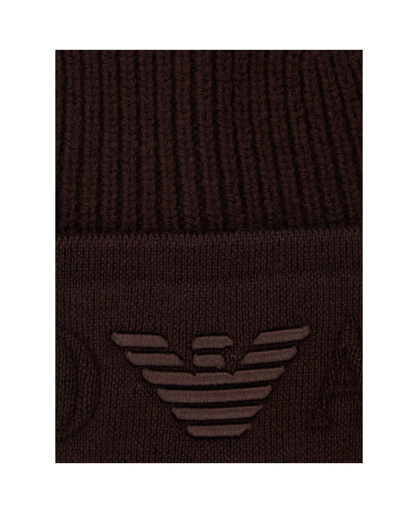 Brown Beanie With Maxi Logo Embroidery On The Front In Wool Man - 3