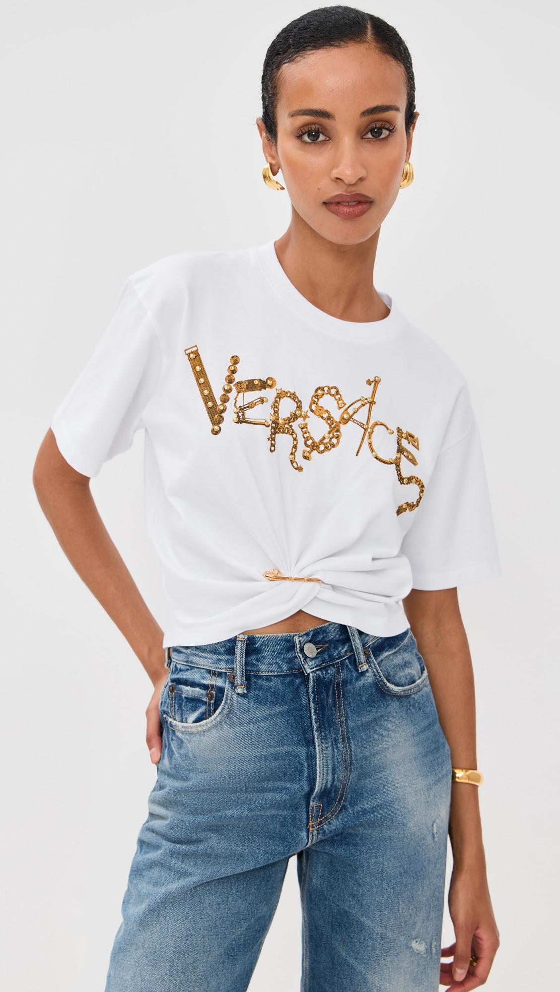 Chain Print with Studs Cotton Jersey Tee - 6