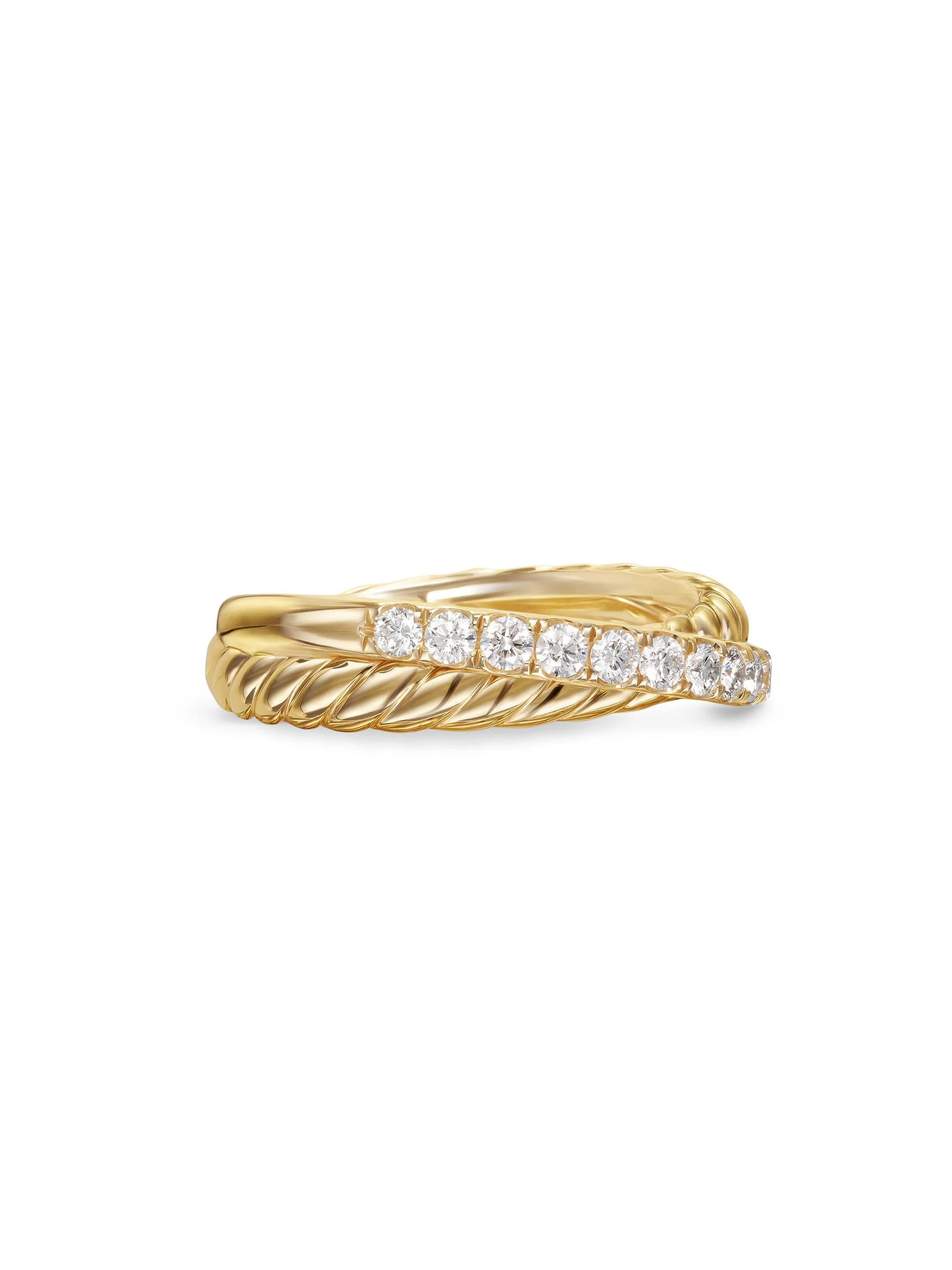 Women's Crossover Two Row Ring in 18K Yellow Gold - Gold - 1