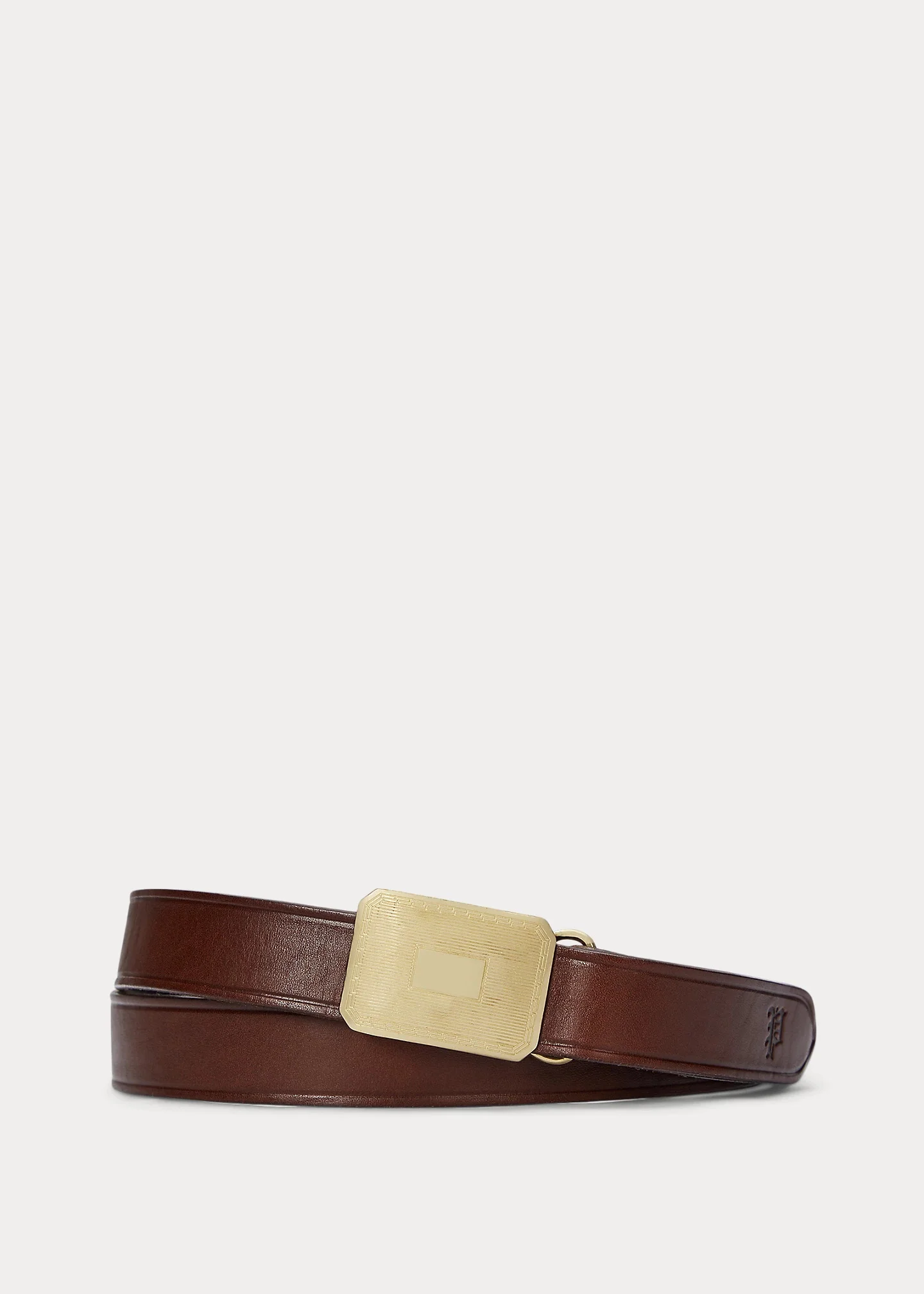 Engine Turned–Buckle Leather Belt - 1