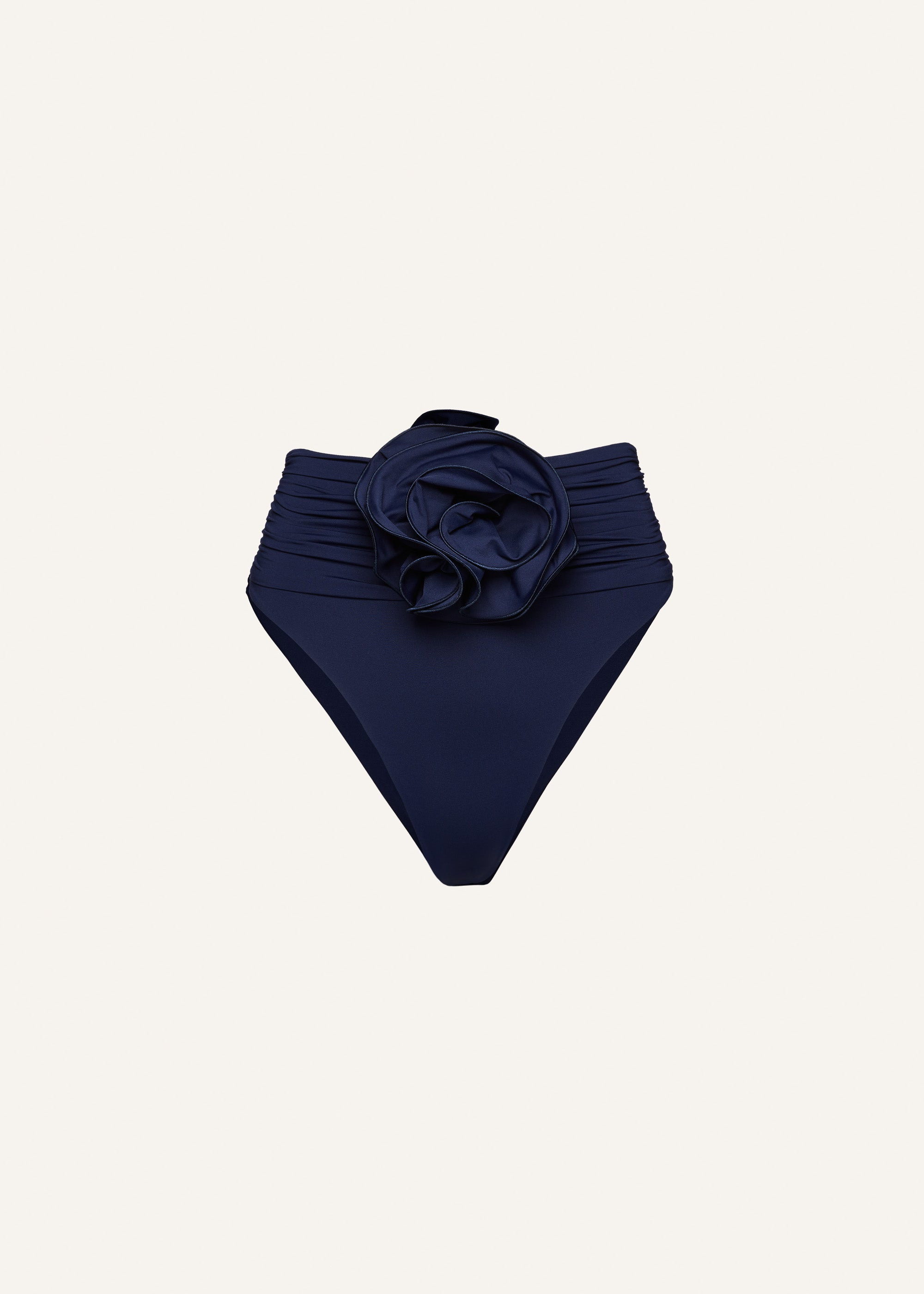 High-waisted flower appliqué swim bottom in navy - 1