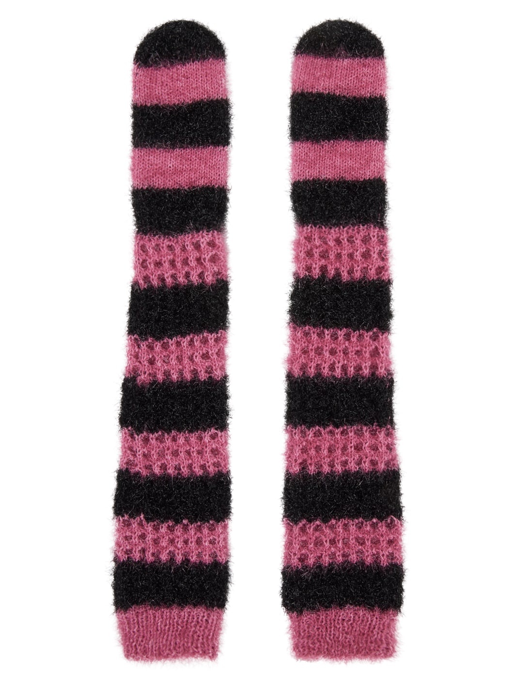 Pink & Black Stripped Gloves - 1