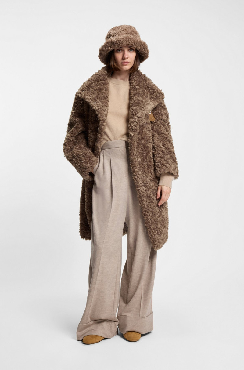 BOSS CONCEALED-CLOSURE COAT IN FAUX FUR outlook