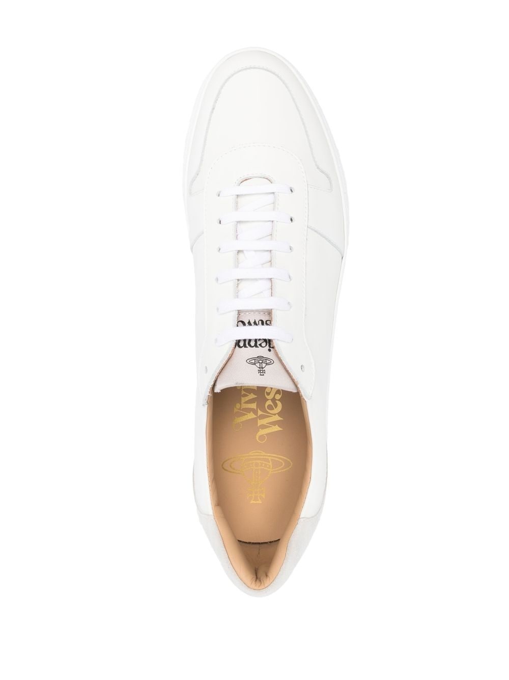 logo-print calf leather sneakers - 4