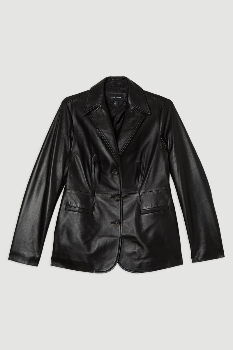 Leather Tailored Single Breasted Blazer 4