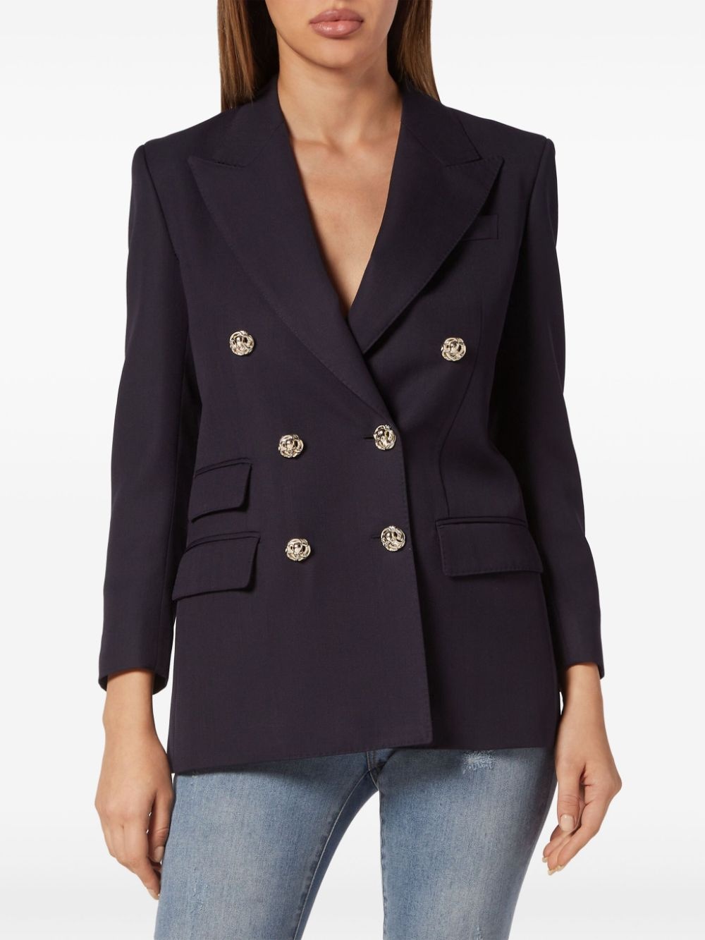 double-breasted wool blazer - 3