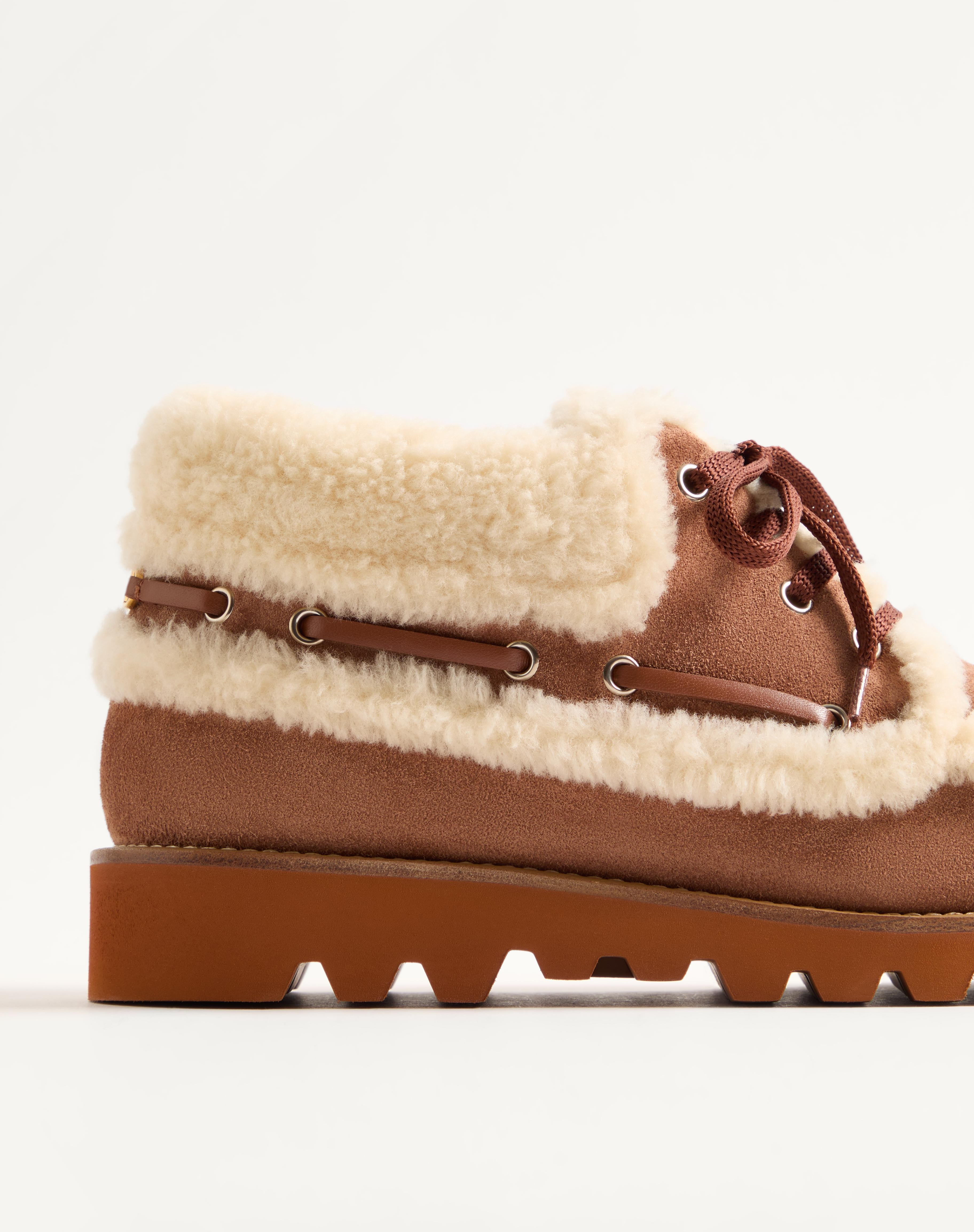 PALM AVENUE ANKLE BOOT IN CRUST LEATHER AND WOOL - 9