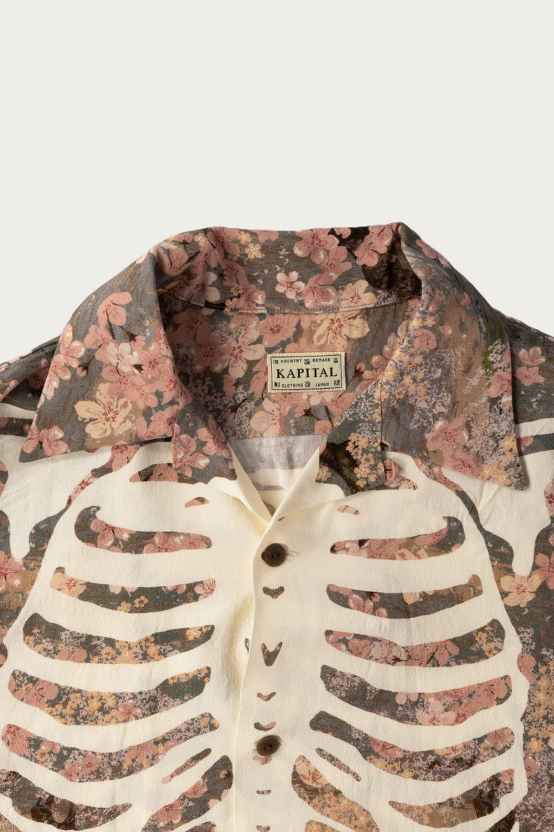 Kapital Rayon SAKURA-BONE Aloha Shirt - Khaki outlook