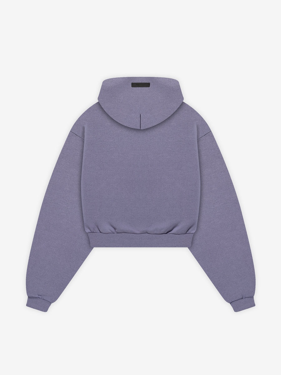 Womens Heavy Fleece Cropped V-Neck Hoodie - 2