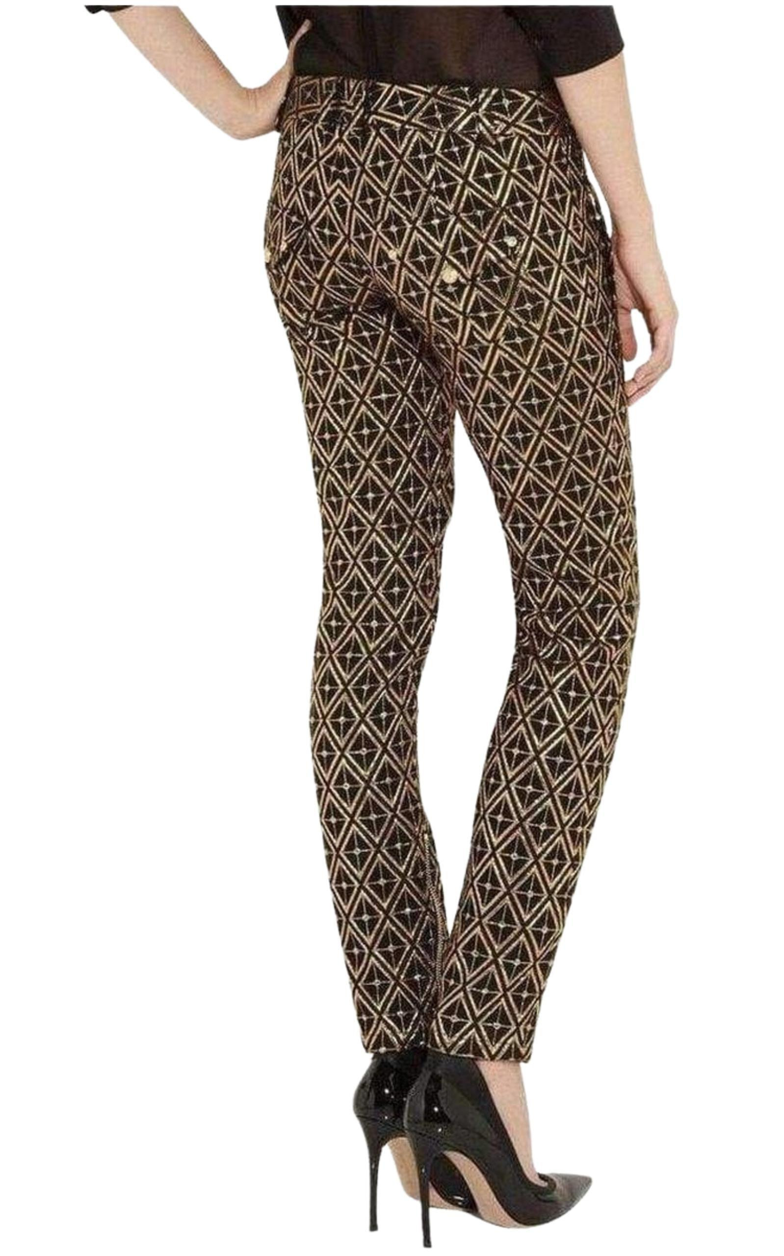 Metallic jacquard skinny pants - 4