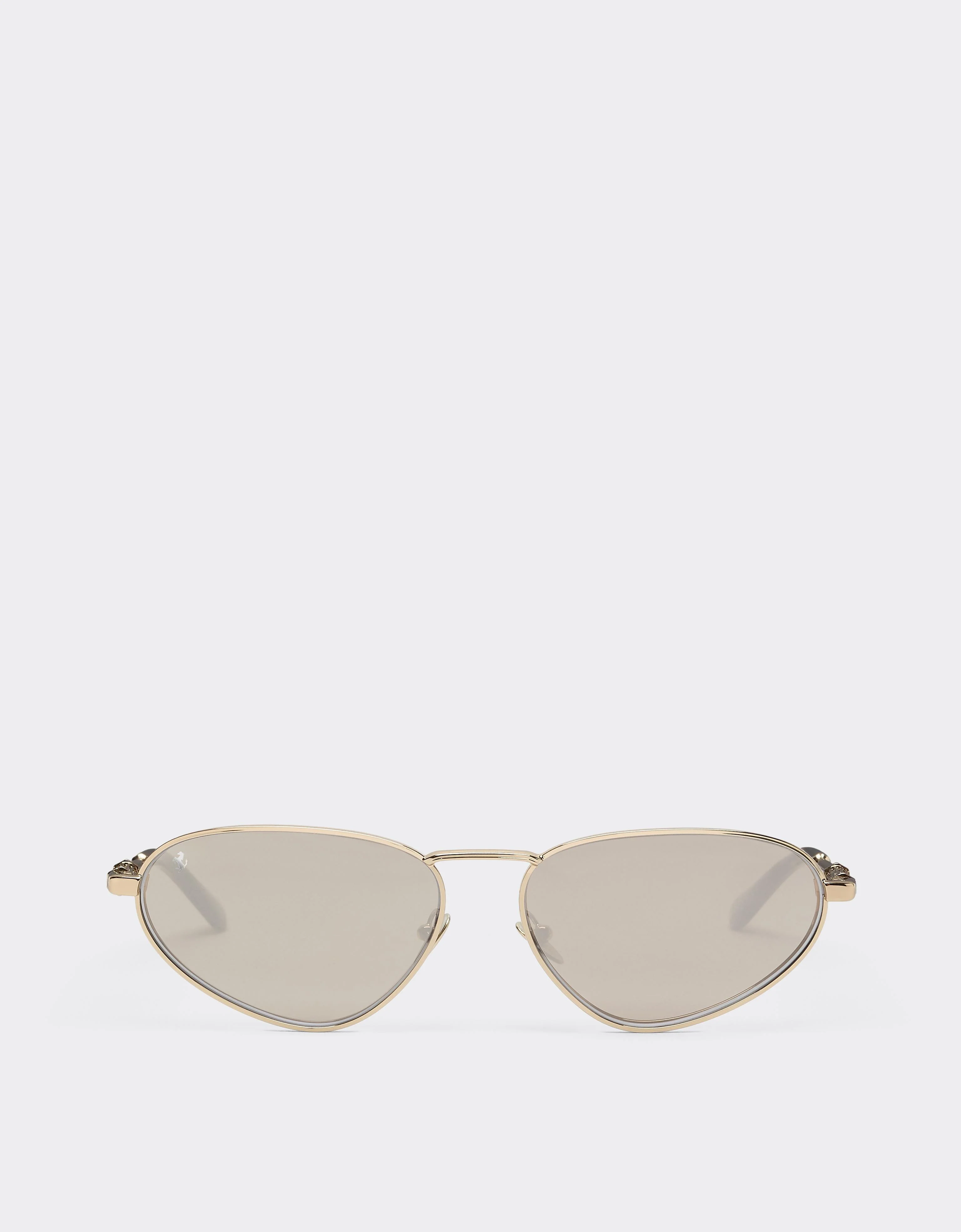 Gold-coloured metal sunglasses with white lenses with a gold mirror finish - 1