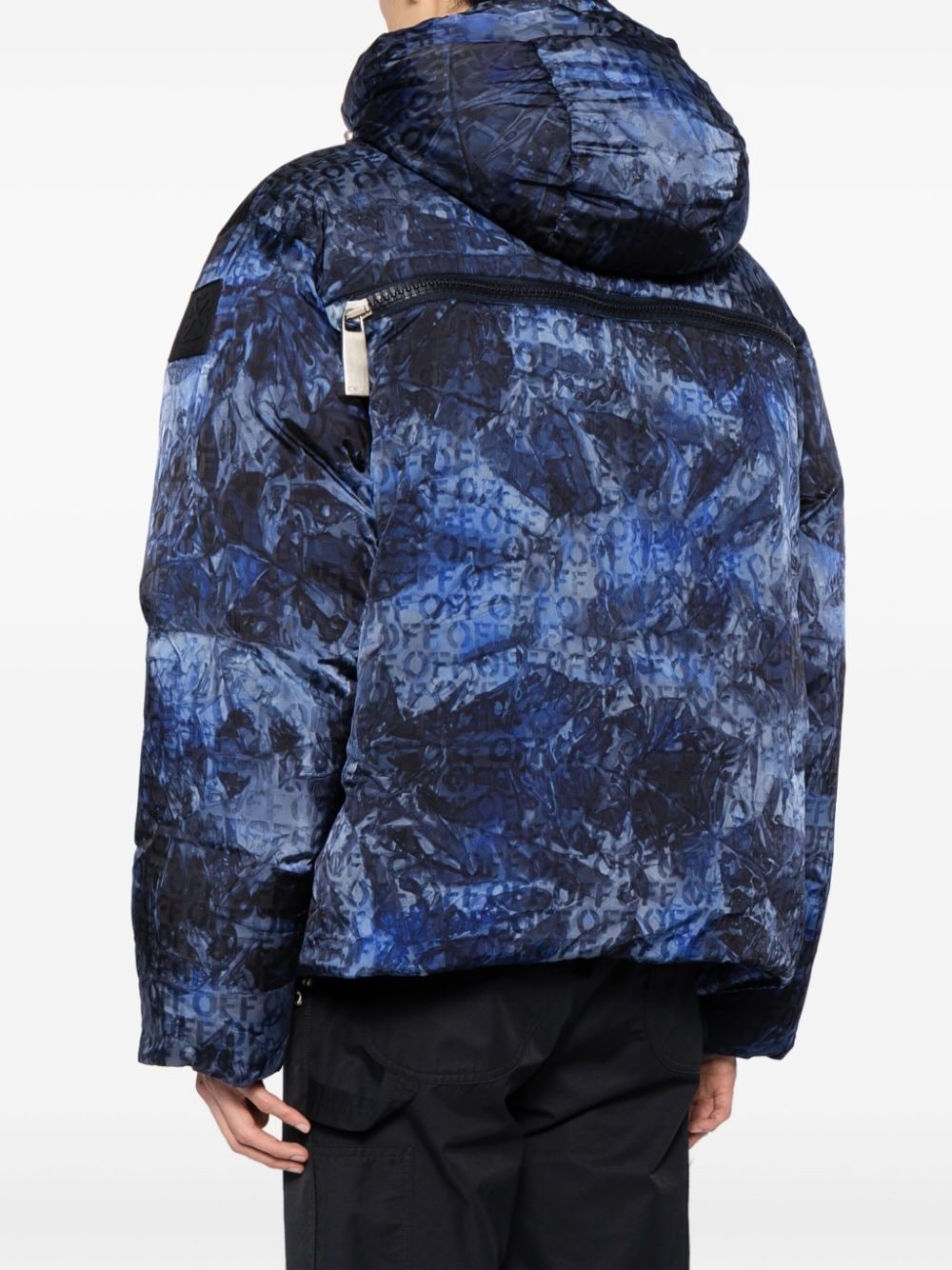 logo-jacquard padded jacket - 4