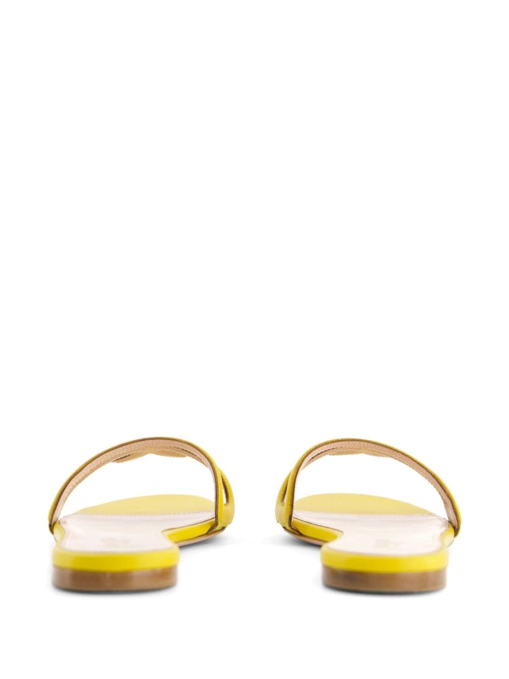 round-toe leather slides - 4