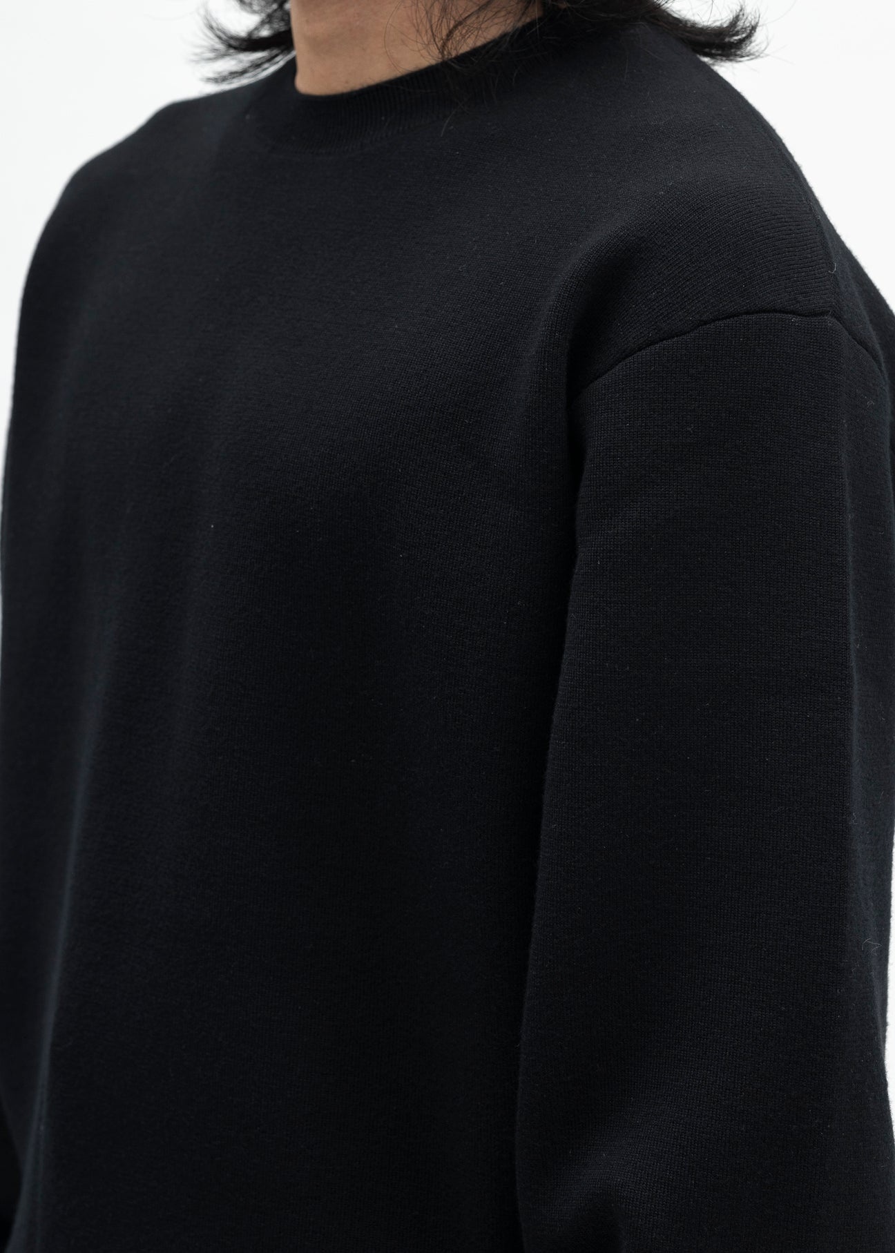 BLACK KNITTED CREWNECK JUMPER - 4