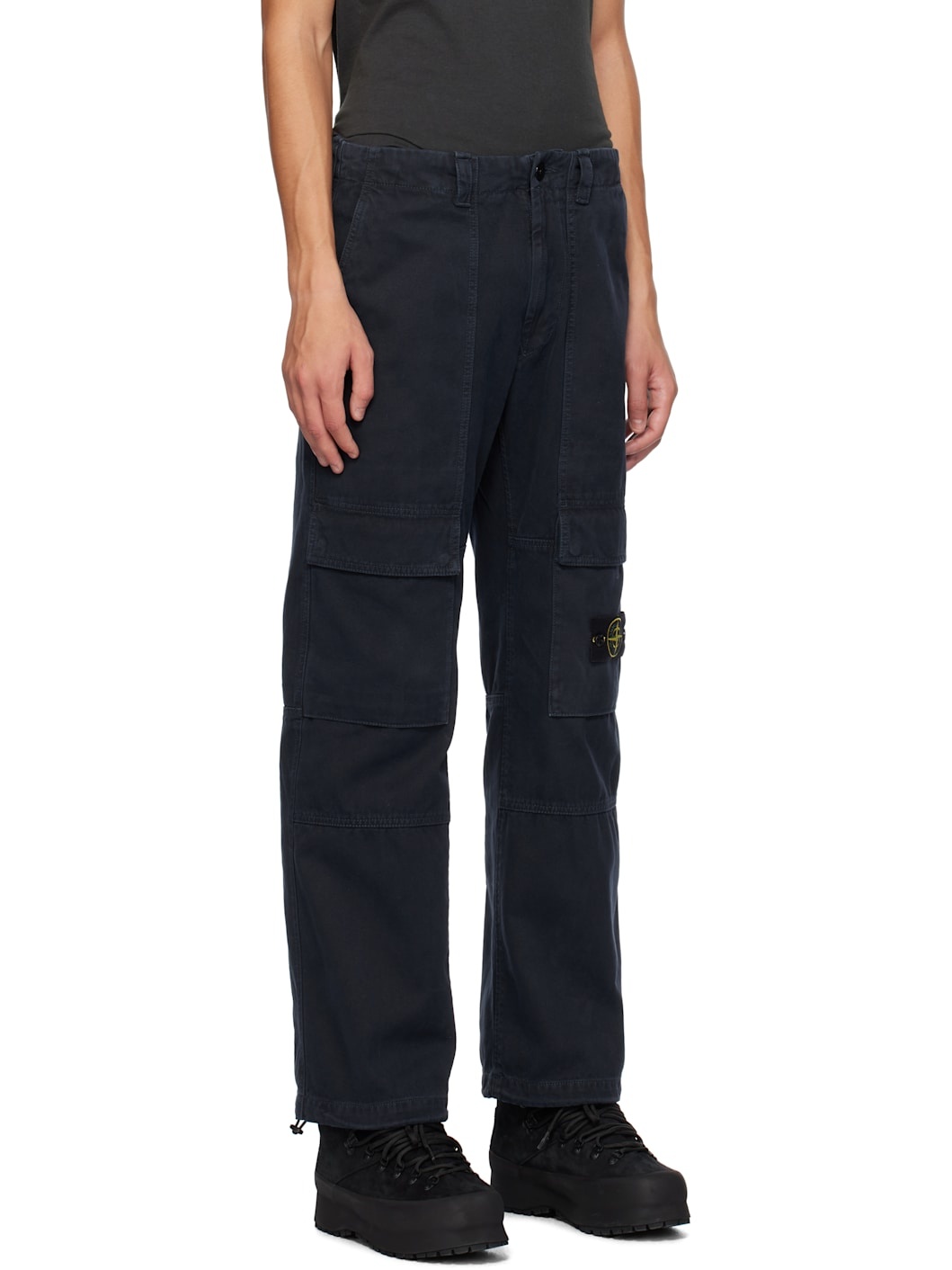 Stone Island Navy 30601 Panama Cotton 'OLD' Effect Cargo Pants