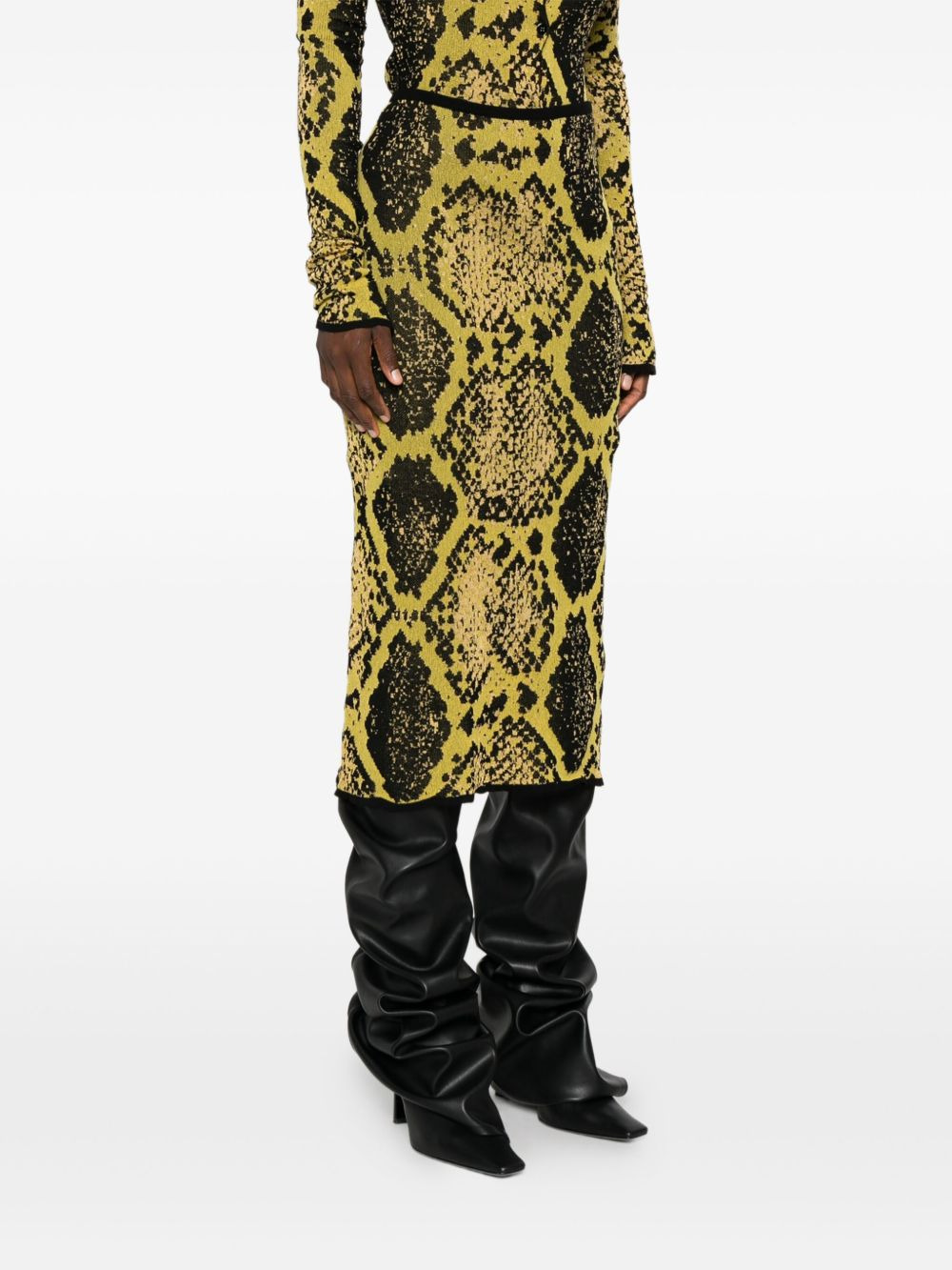 snakeskin-print midi skirt - 3