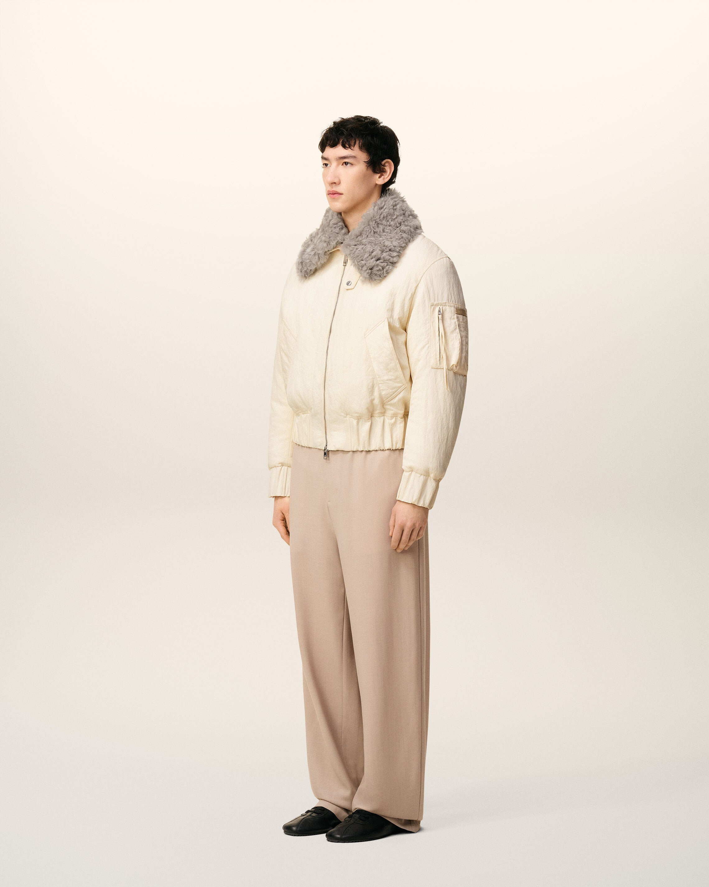 WHITE NYLON PADDED BOMBER - 5