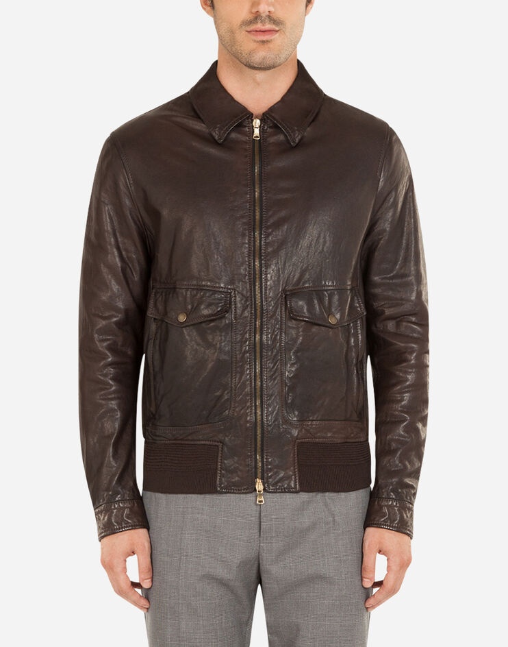 Washed leather jacket - 1