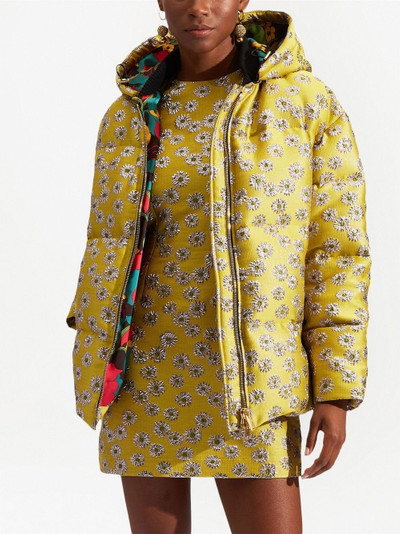 La DoubleJ Precious floral-embroidery hooded puffer jacket outlook
