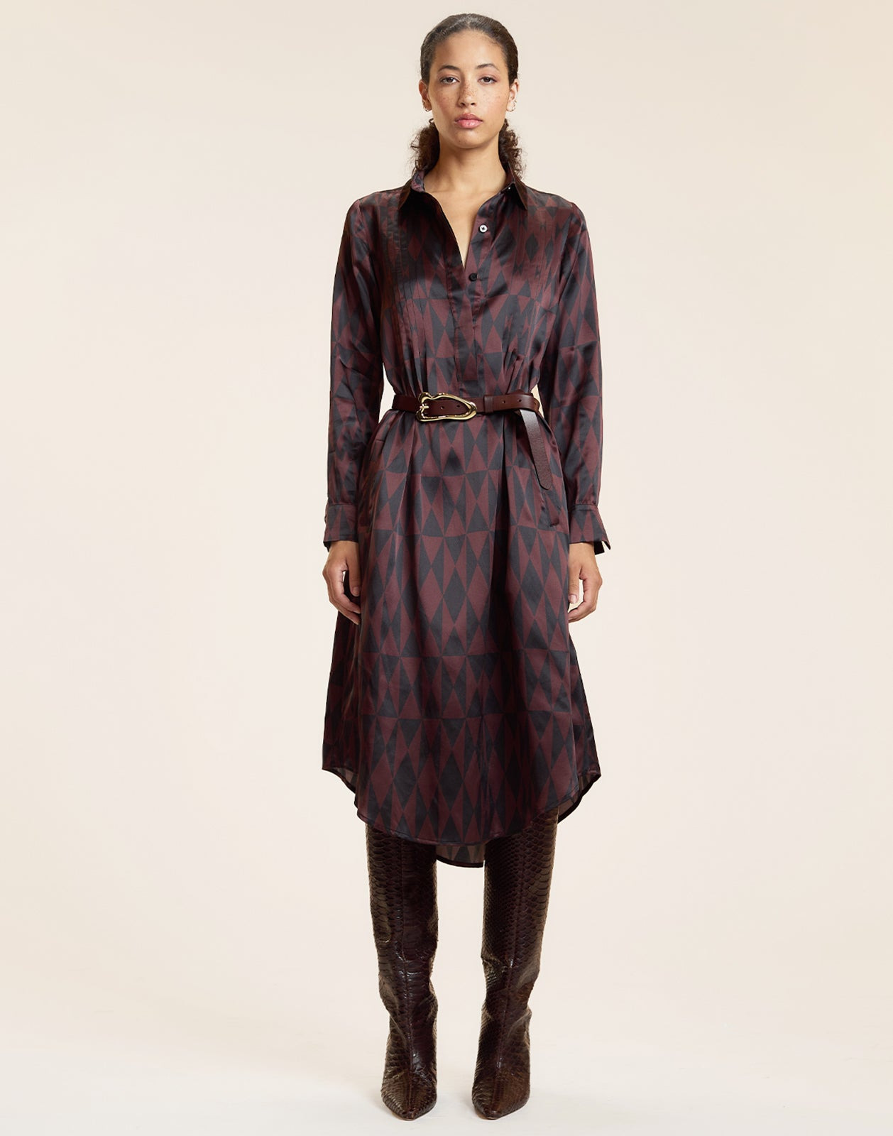 Silk Pintuck Shirt Dress - 3