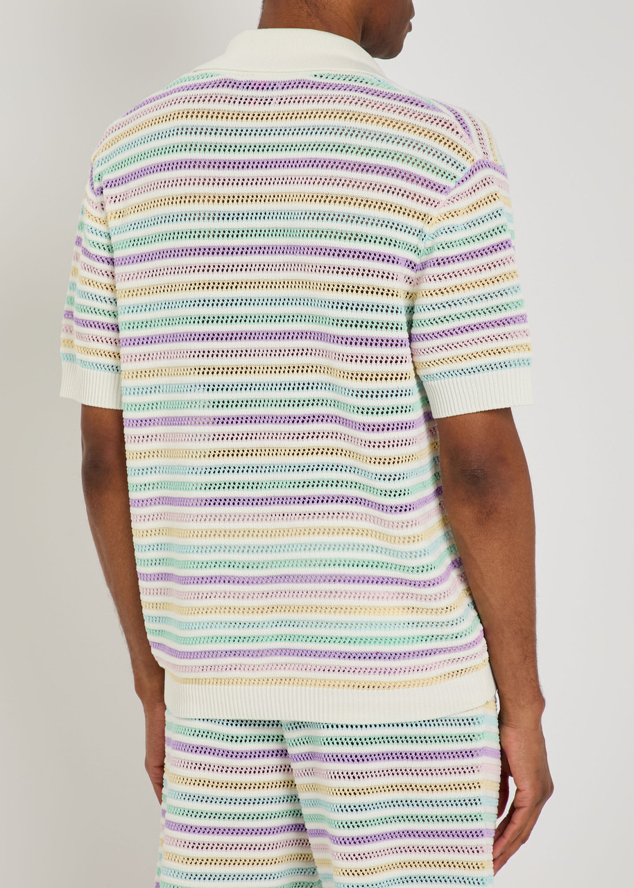 Casablanca Flower Striped Cotton-crochet Shirt - 3