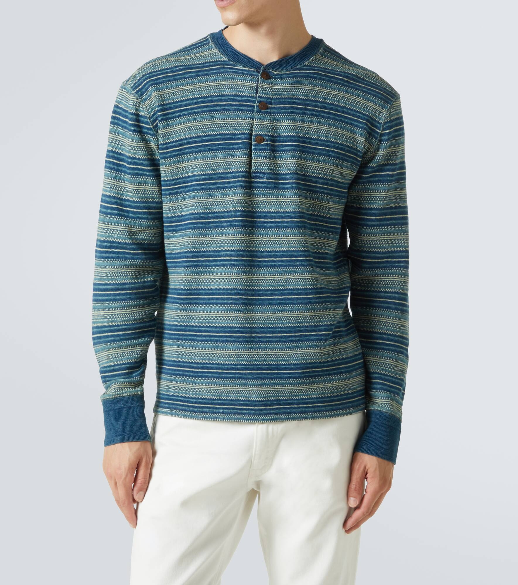 Cotton jacquard Henley shirt - 3