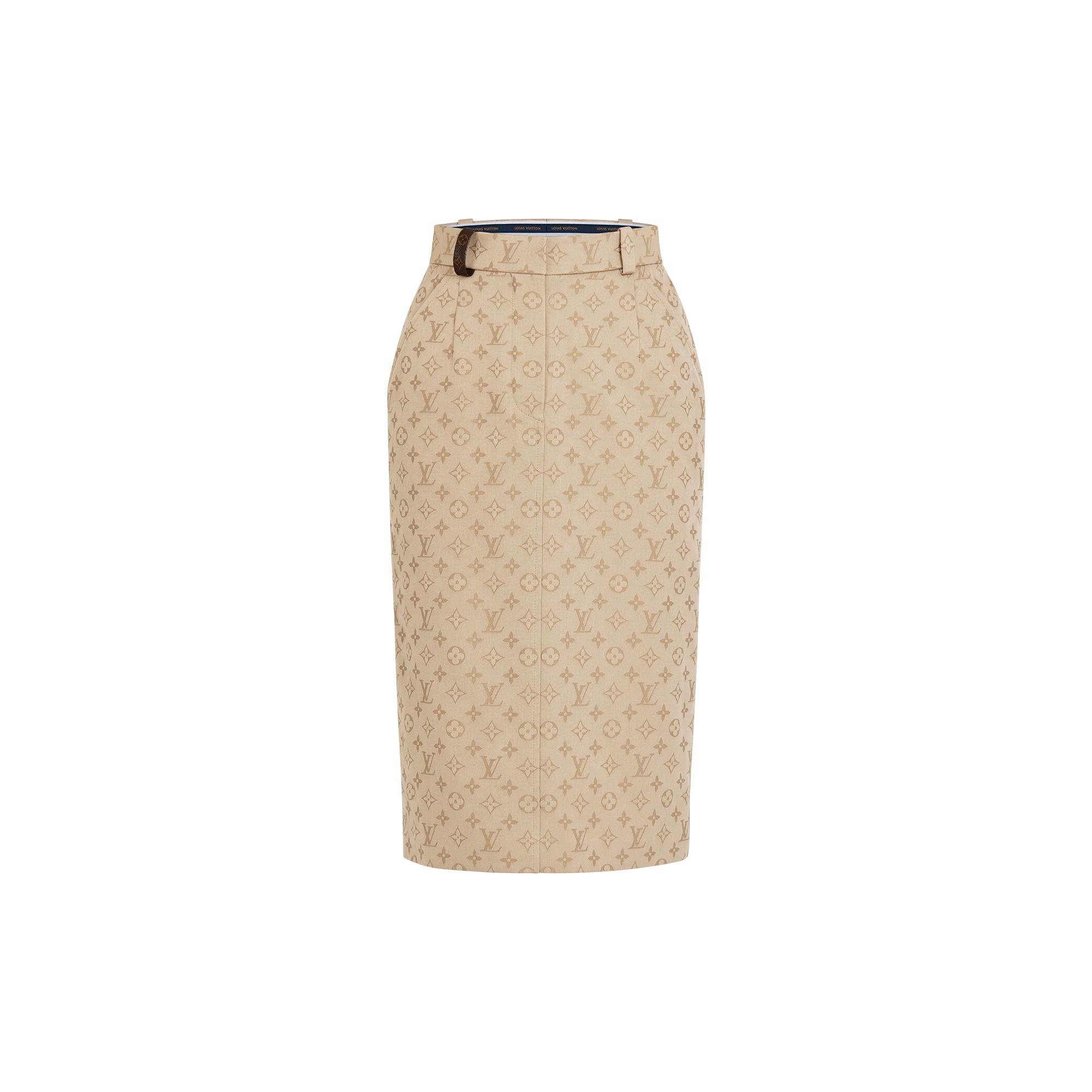 Monogram Jacquard Gabardine Pencil Skirt  - 1